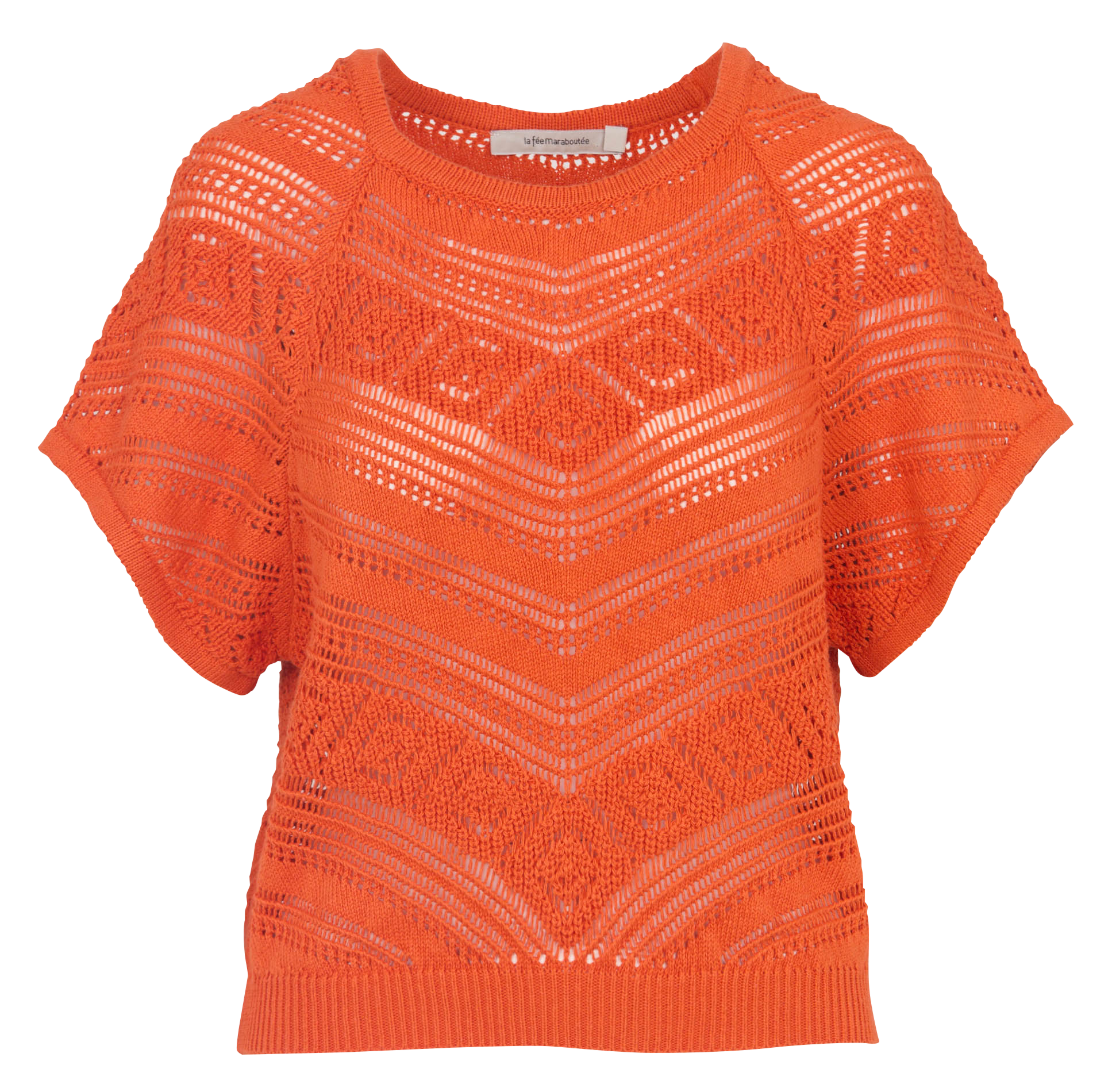 Top col rond en coton mélangé LA FEE MARABOUTEE Orange