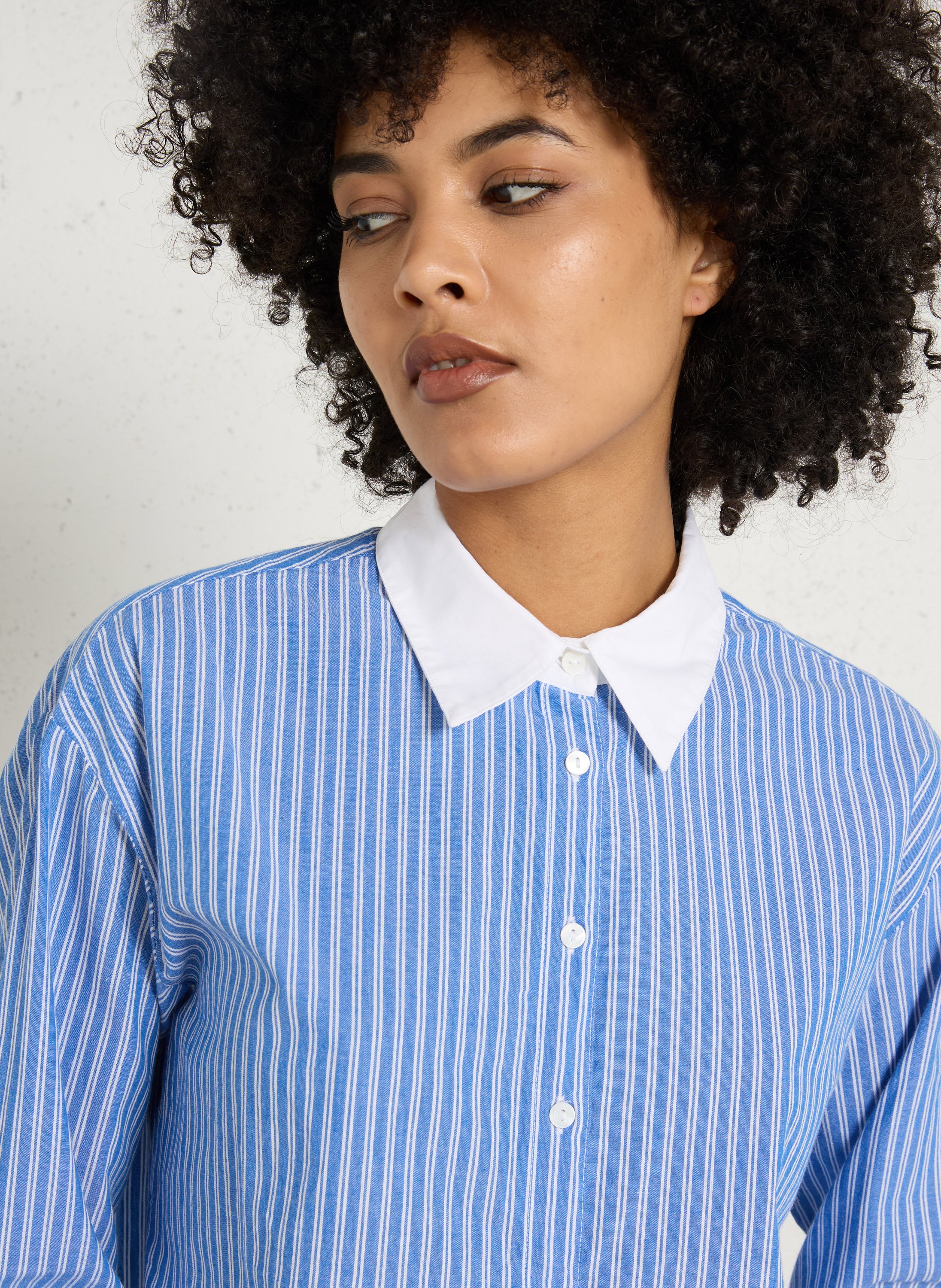 Chemise droite col classique en coton rayé MAISON 123 Bleu