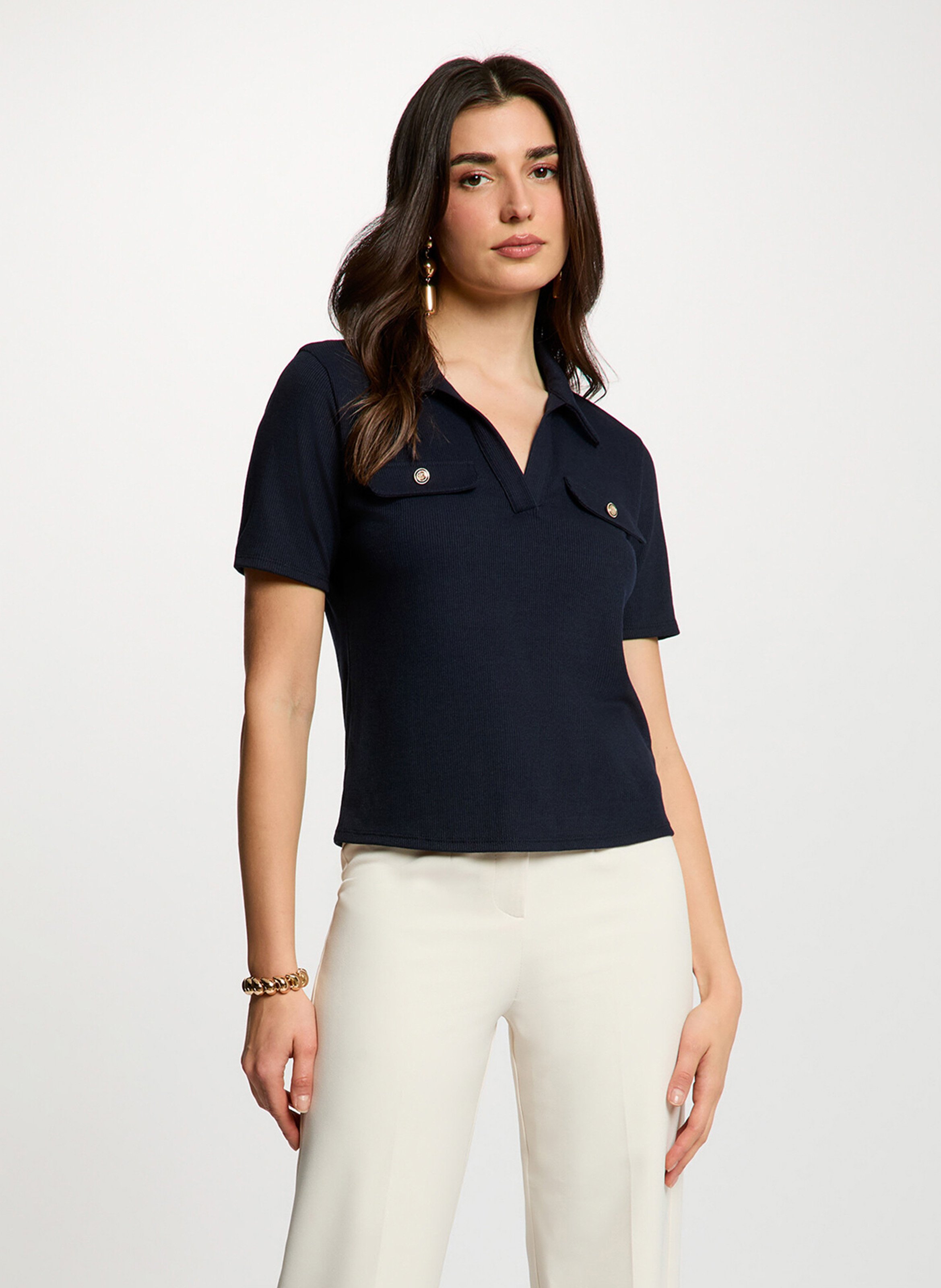 Top droit col polo MORGAN Bleu