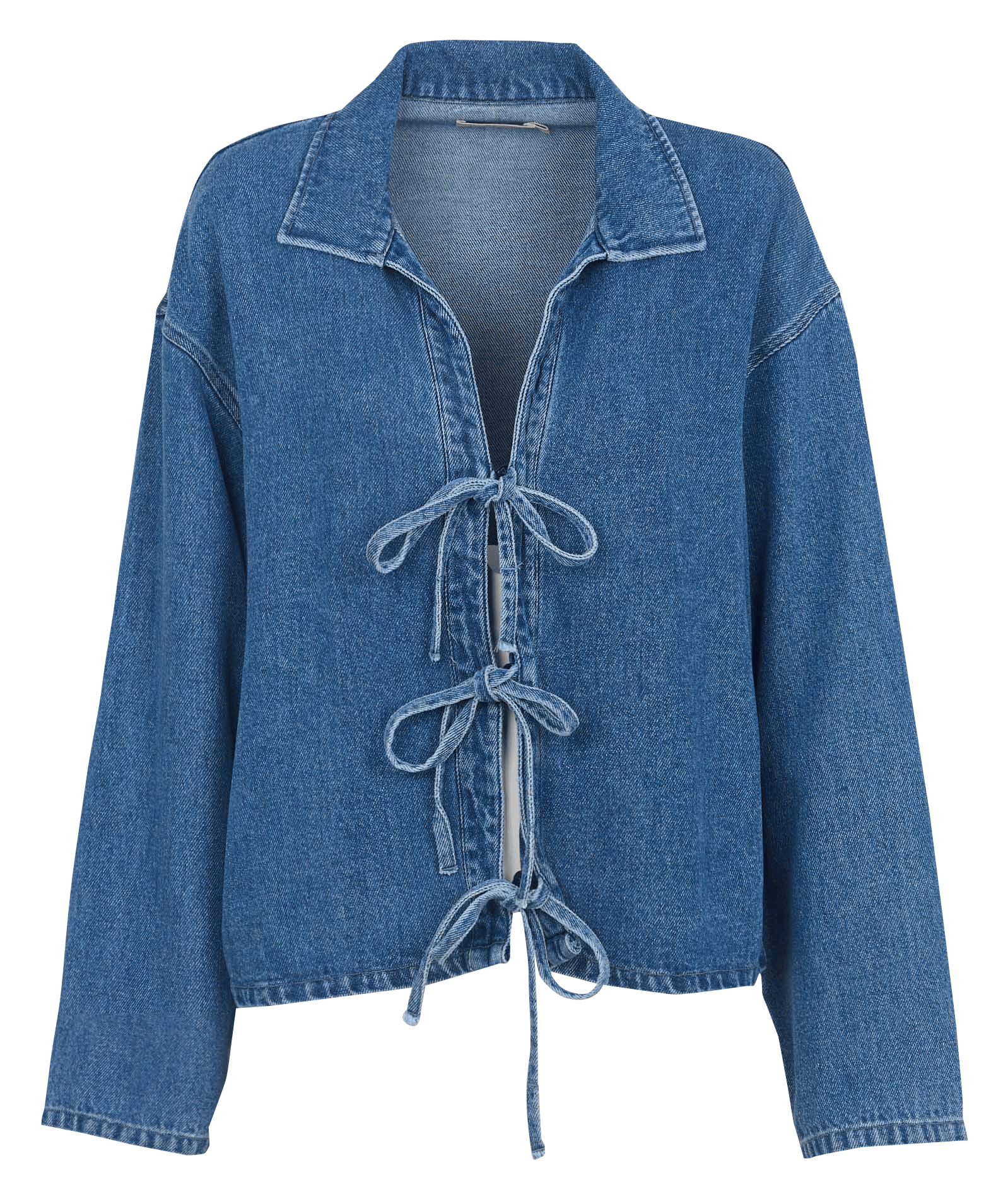 Top met V-hals en denim effect THE NEW SOCIETY Blauw