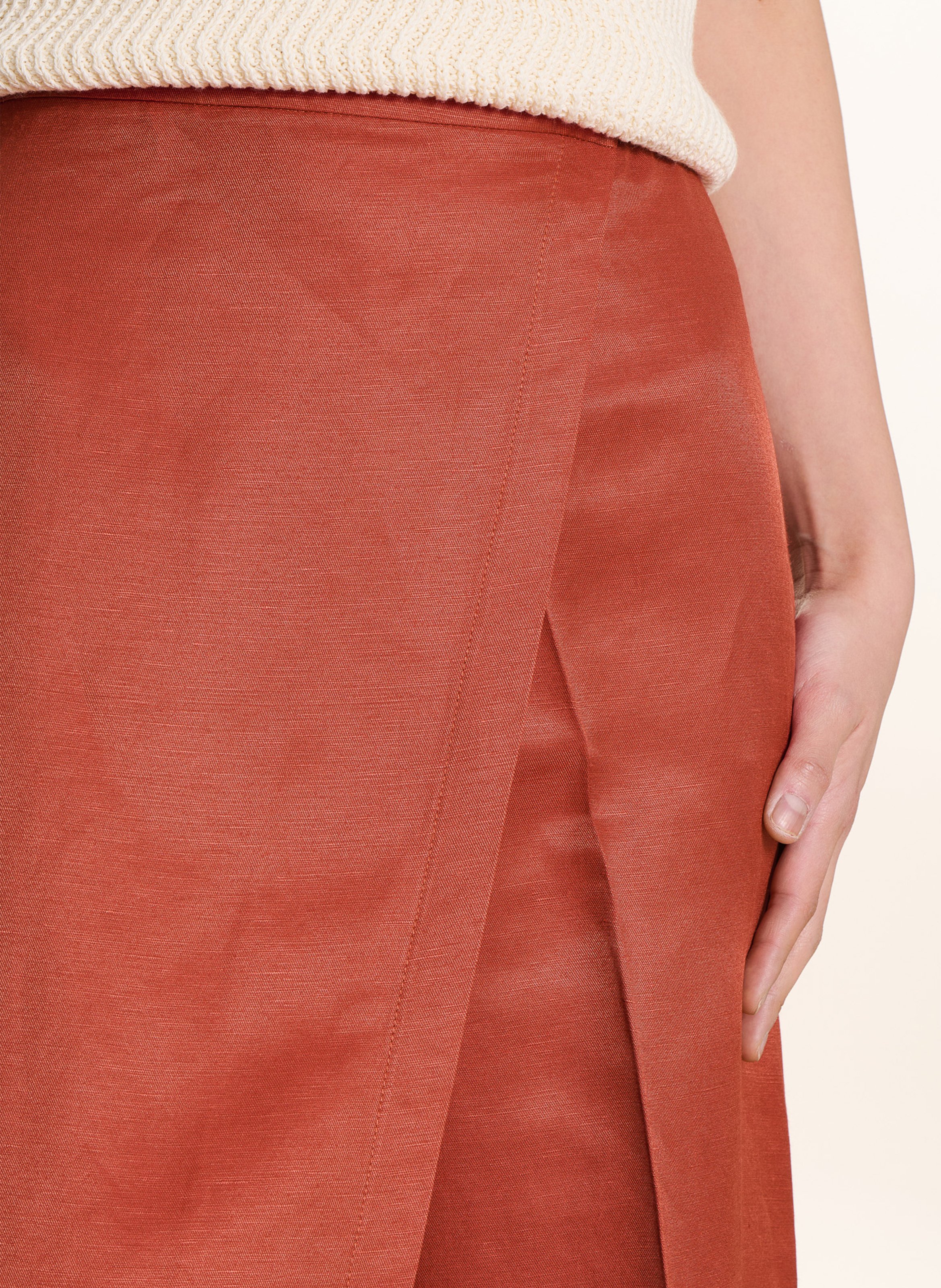 Pantalon large 7/8ème en lin mélangé LA FEE MARABOUTEE Orange