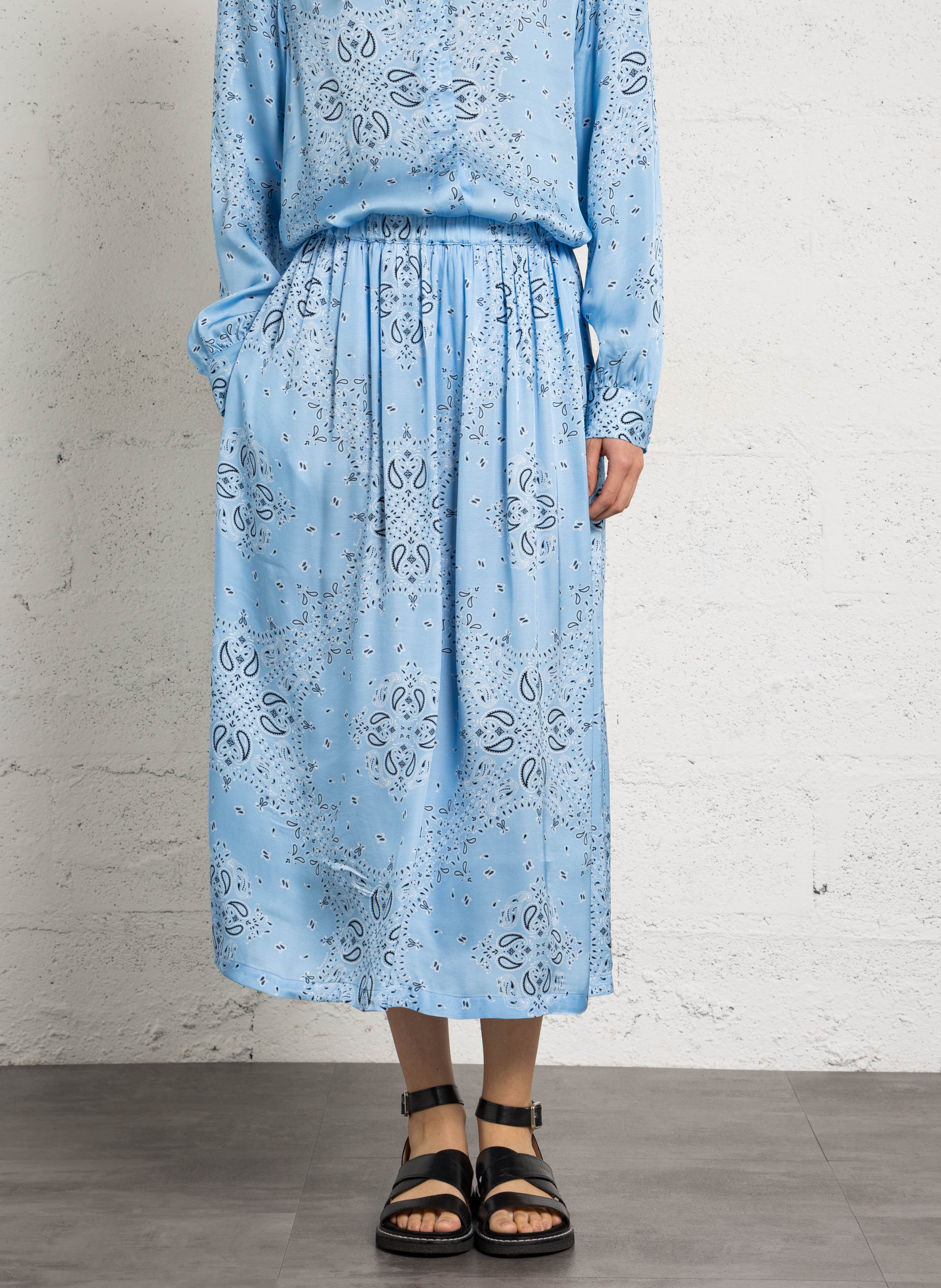 Jupe longue imprimée BERENICE Bleu