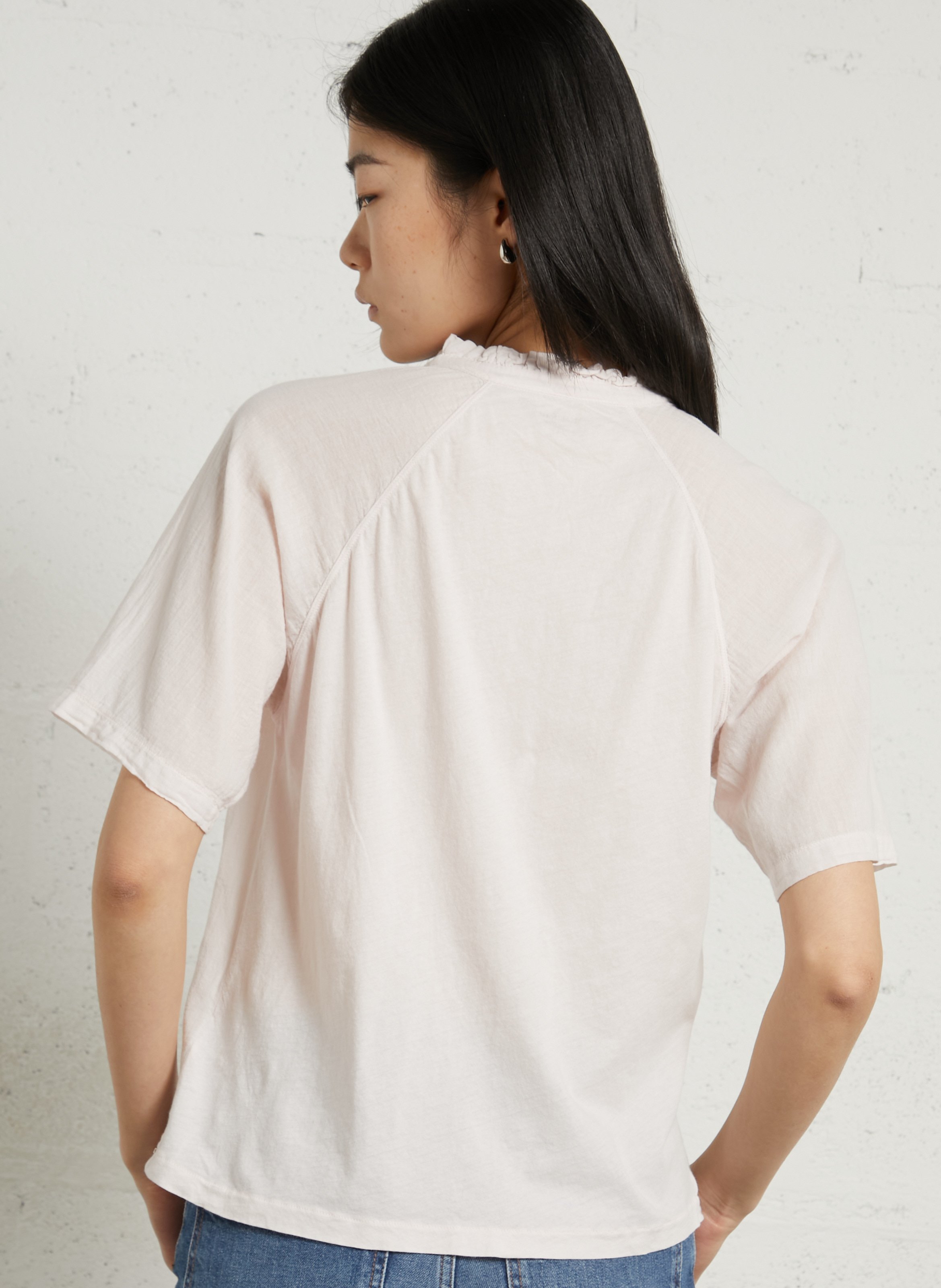 Chemise col victorien en coton HARTFORD Rose