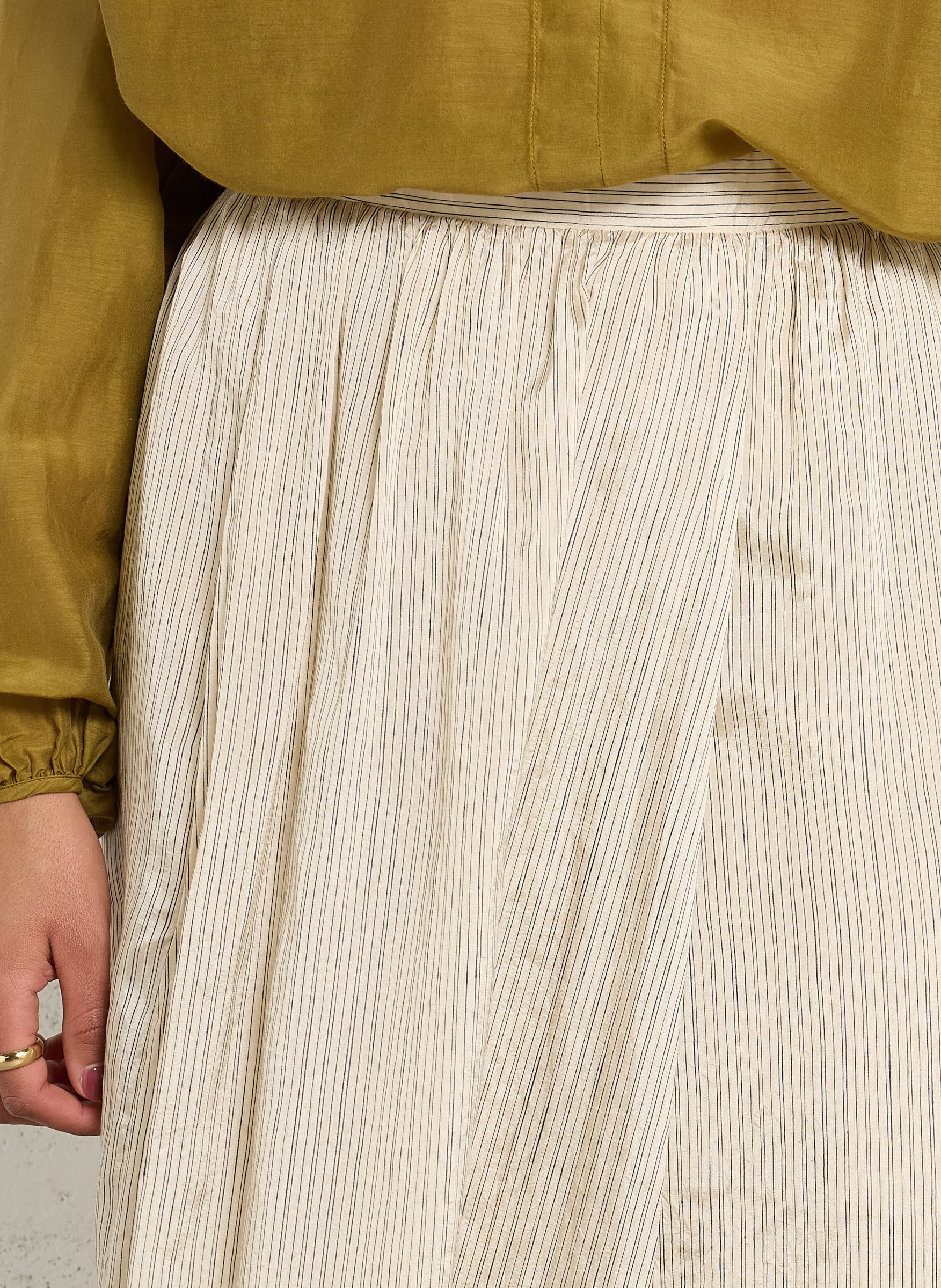 Striped wrap maxi skirt POMANDERE White