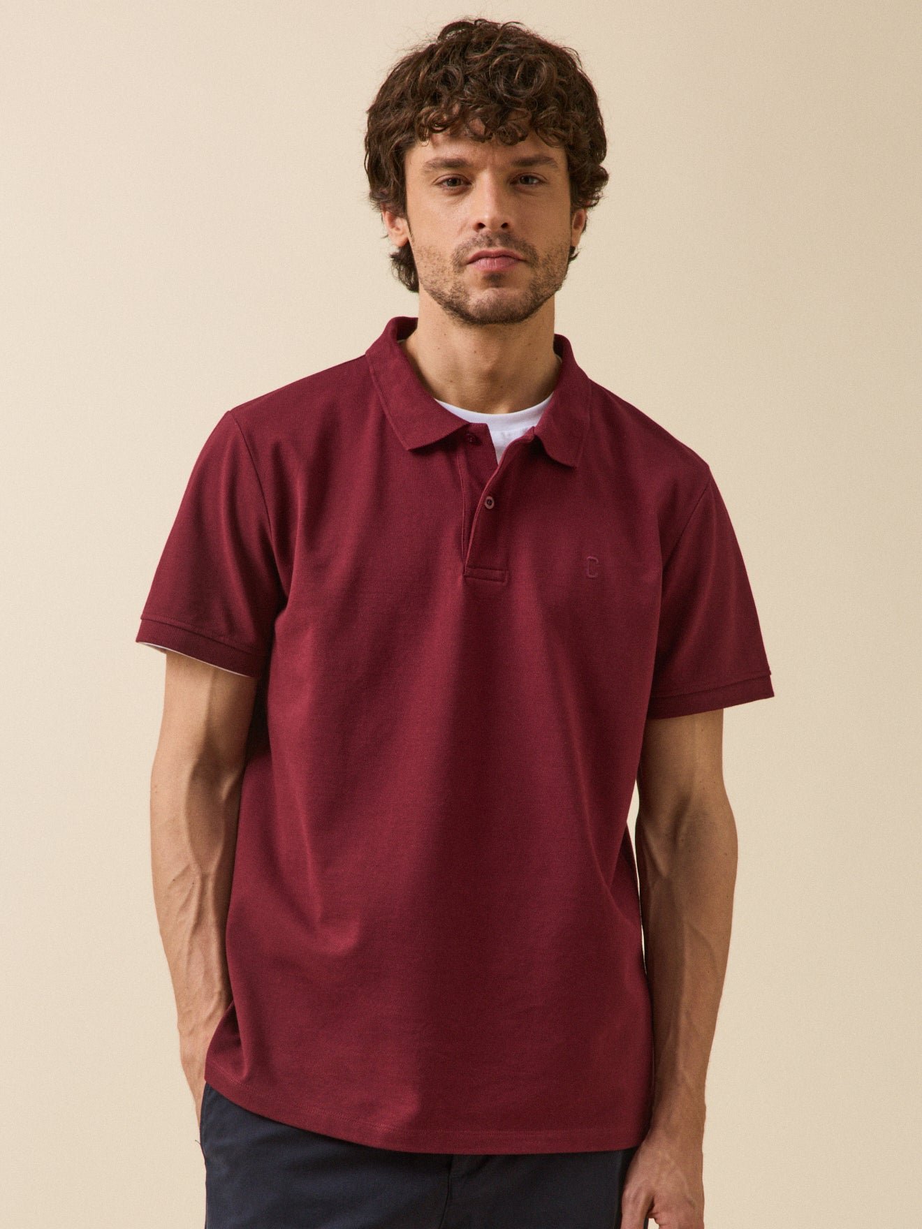 Plain organic cotton piqué polo CYRILLUS Red