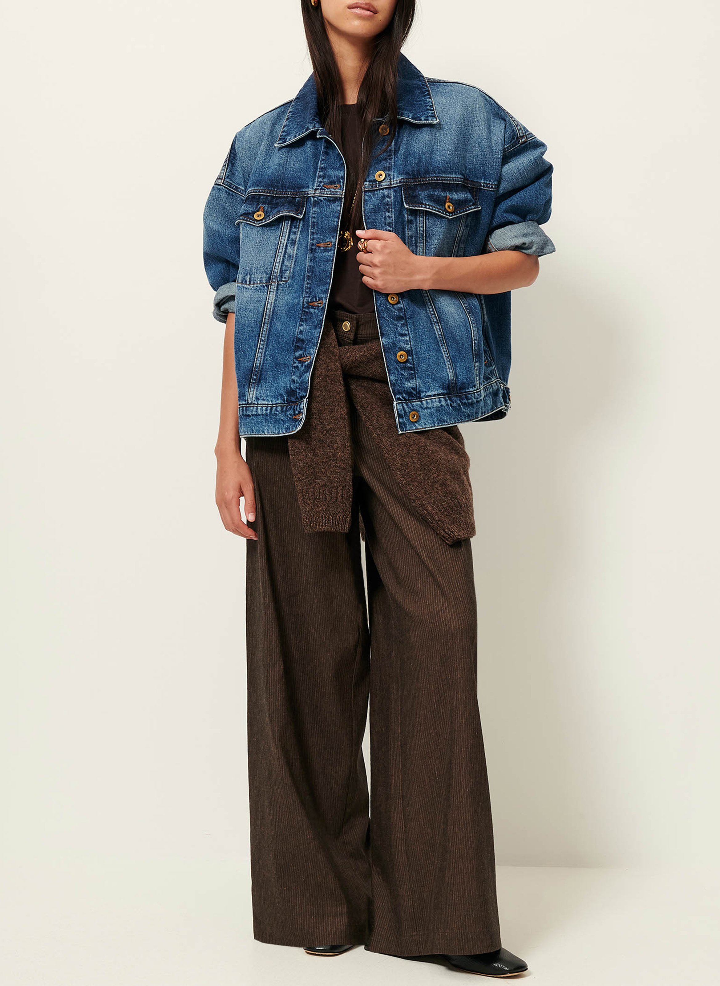 Weit geschnittene Hose aus Leinen-Mix SESSUN Braun