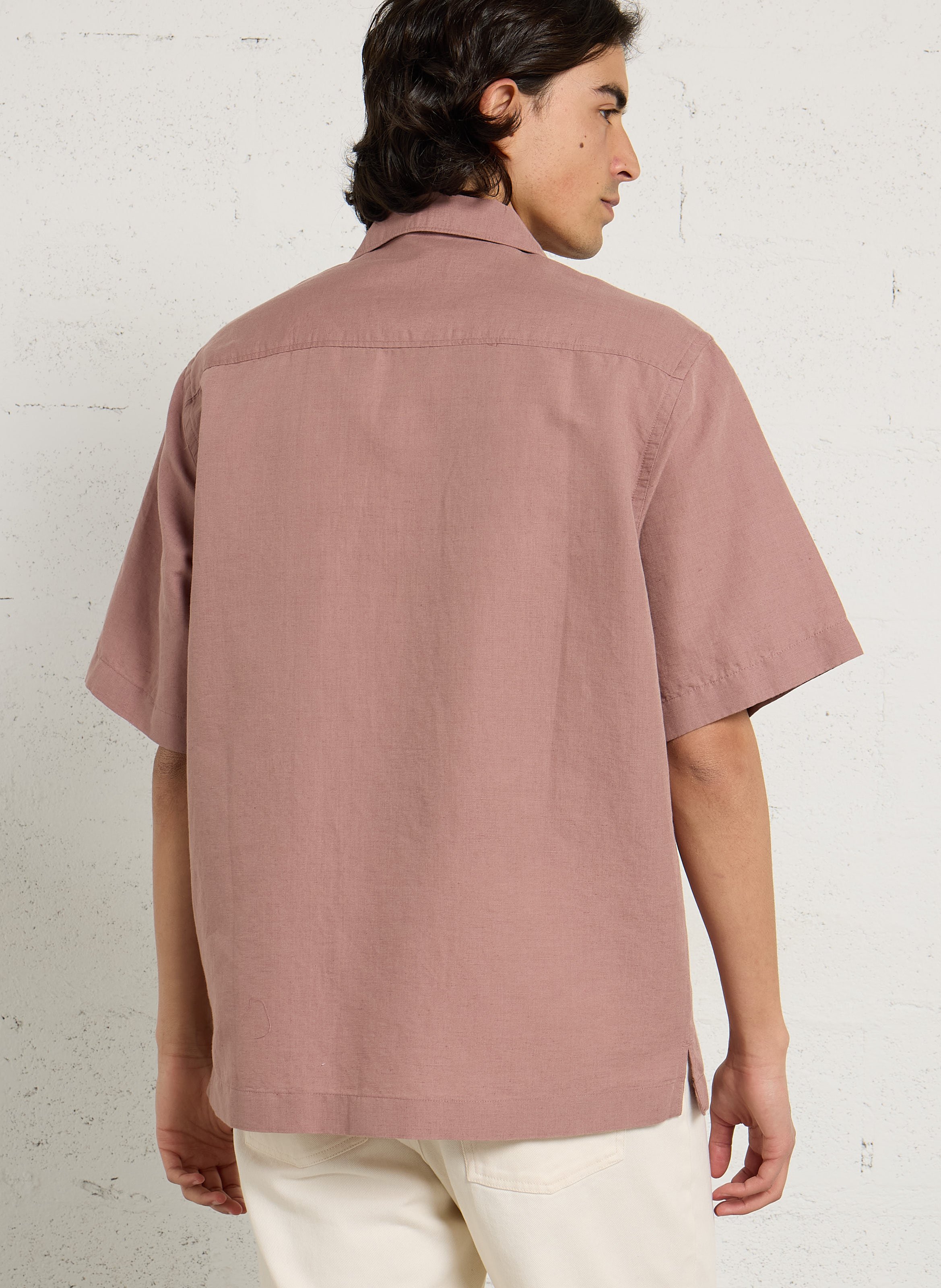 Chemise droite unie en lin mélangé MINIMUM Rose
