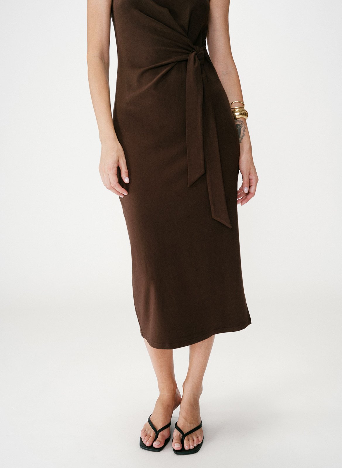 Robe midi col rond  GRACE ET MILA Marron
