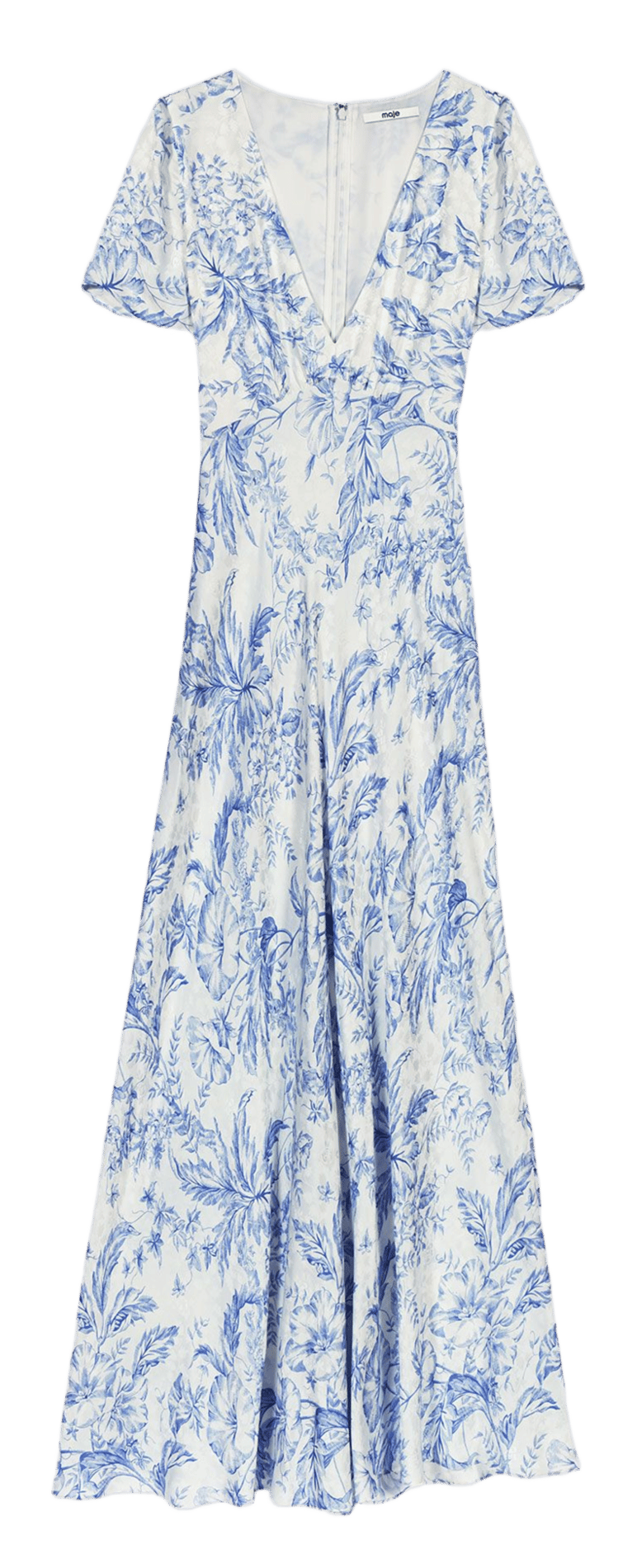 Robe longue col V imprimée MAJE Bleu