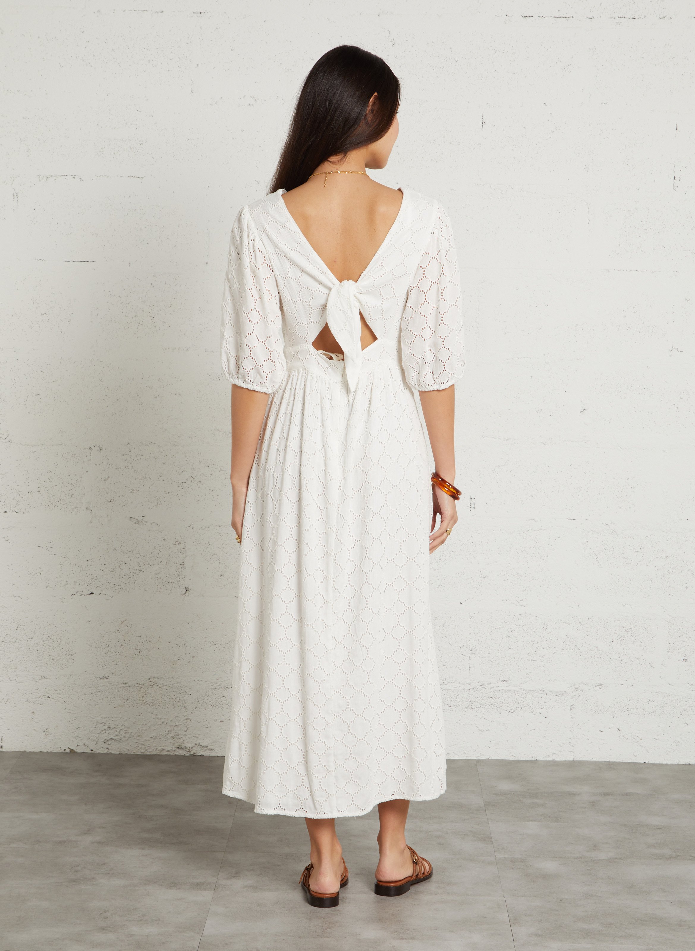 Lange jurk met V-hals MAISON 123 Wit