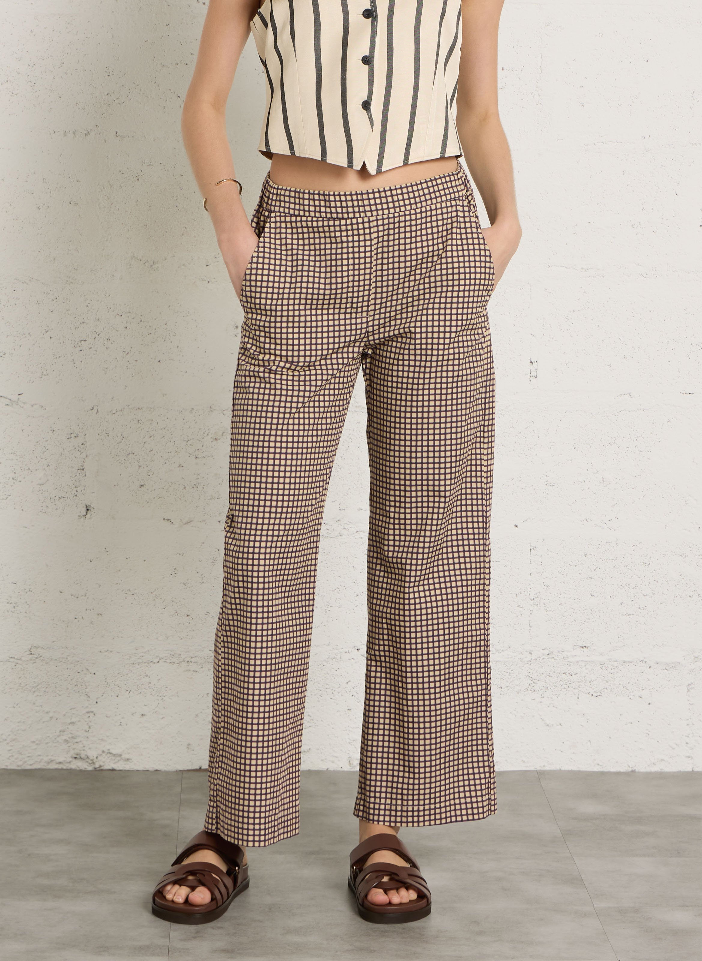 Katoenen broek met rechte pijp en print DIEGA
