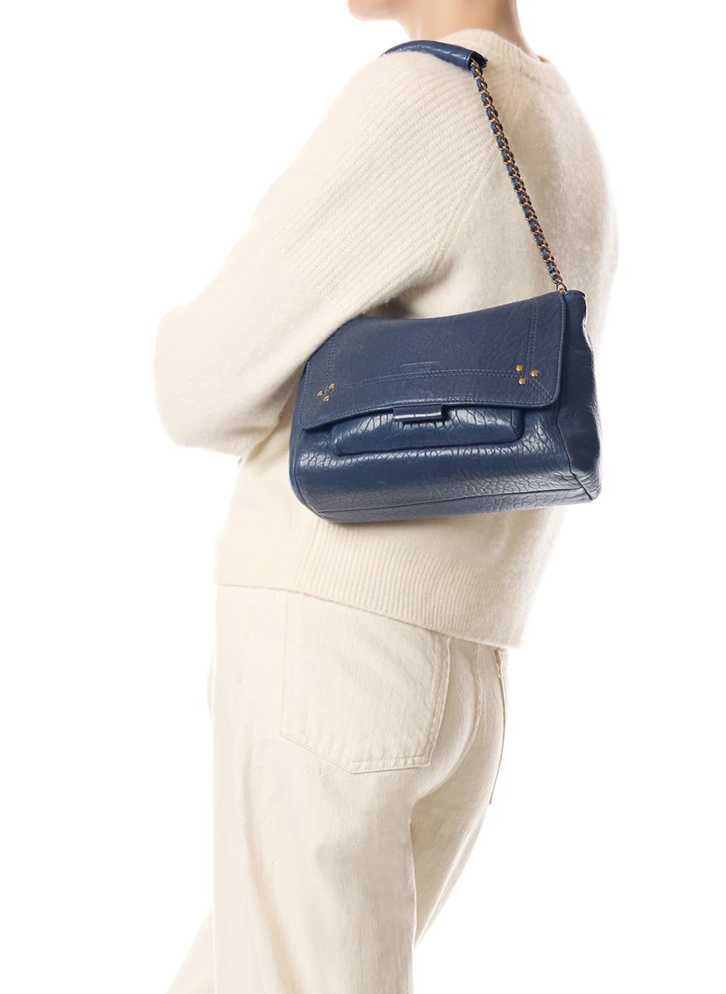 Leather messenger bag JEROME DREYFUSS Blue