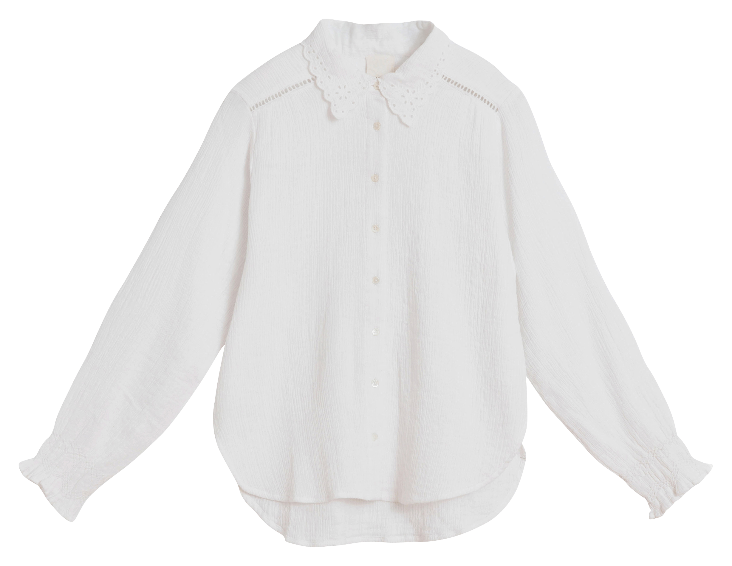 Straight-cut cotton shirt with classic collar INDI & COLD White