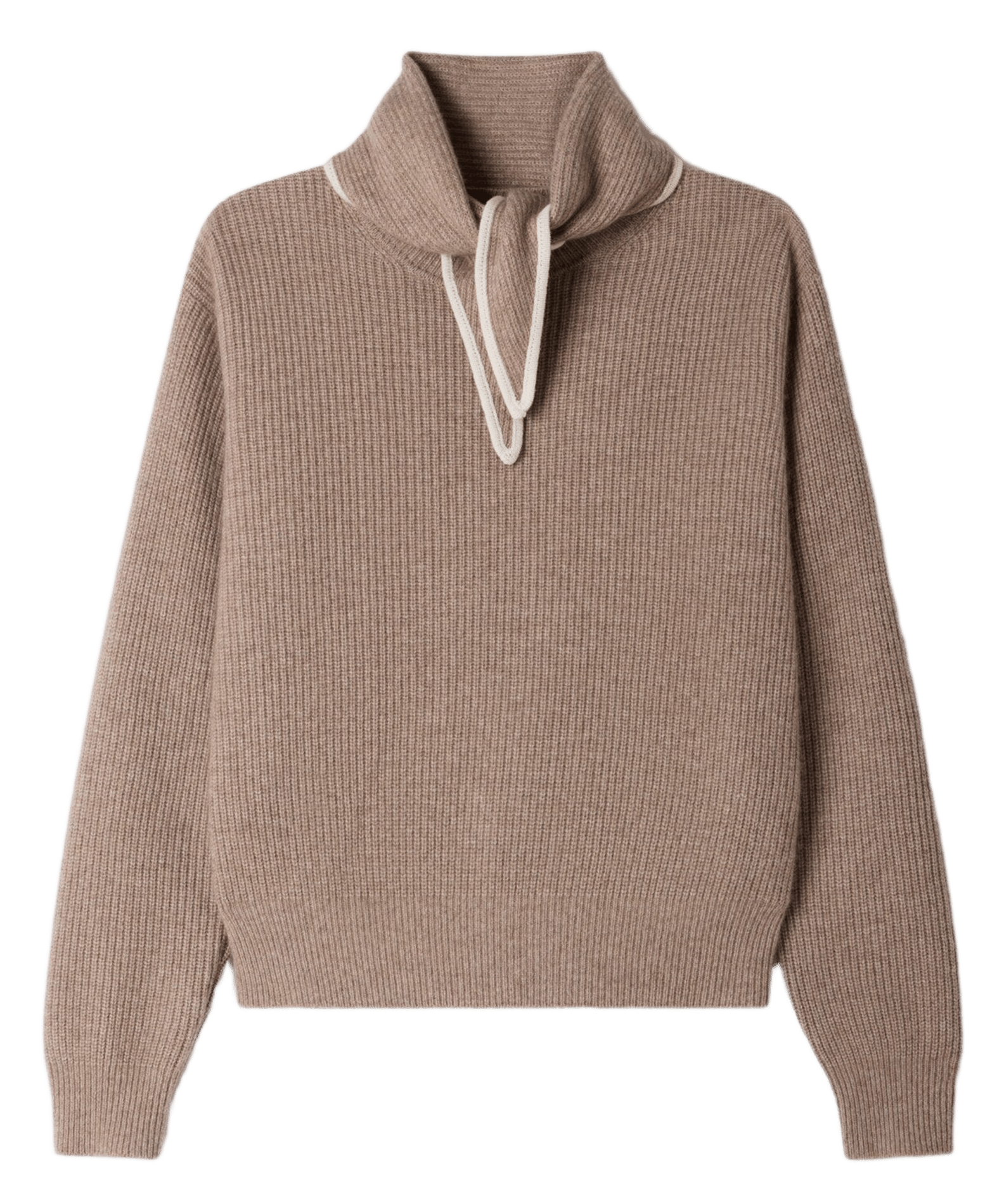Pull droit à foulard en laine et cachemire SANDRO Beige