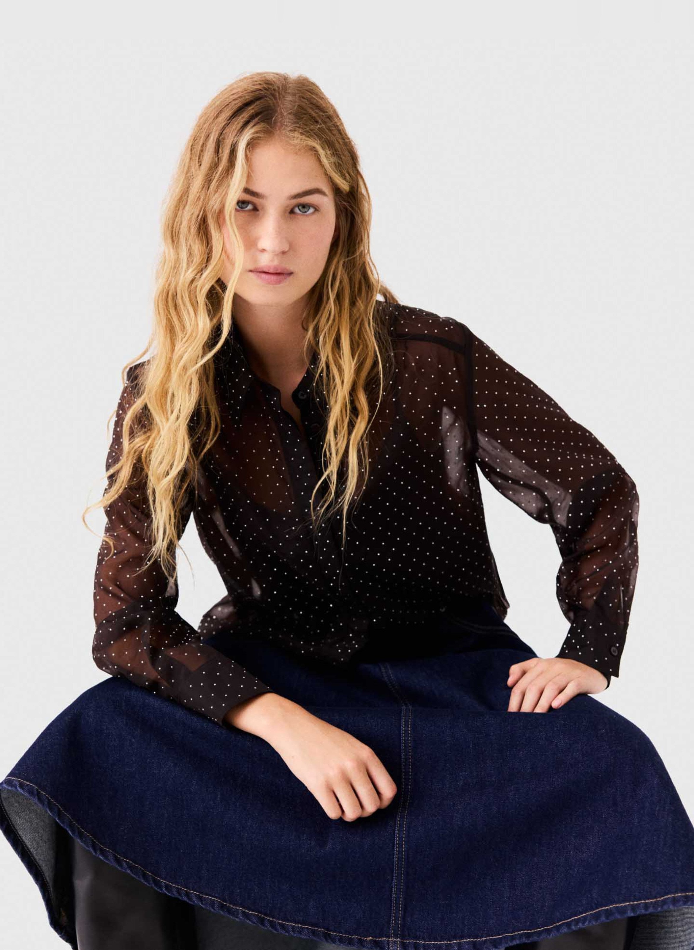 Chemise droite col classique  MAJE Marron