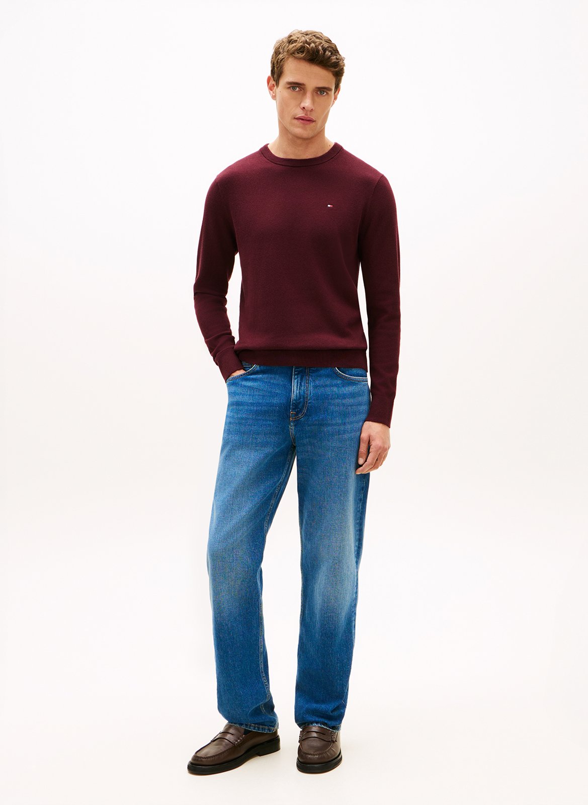 Ärmelloser Pullover mit Schnürung aus Baumwolle und Wolle TOMMY HILFIGER Pflaume