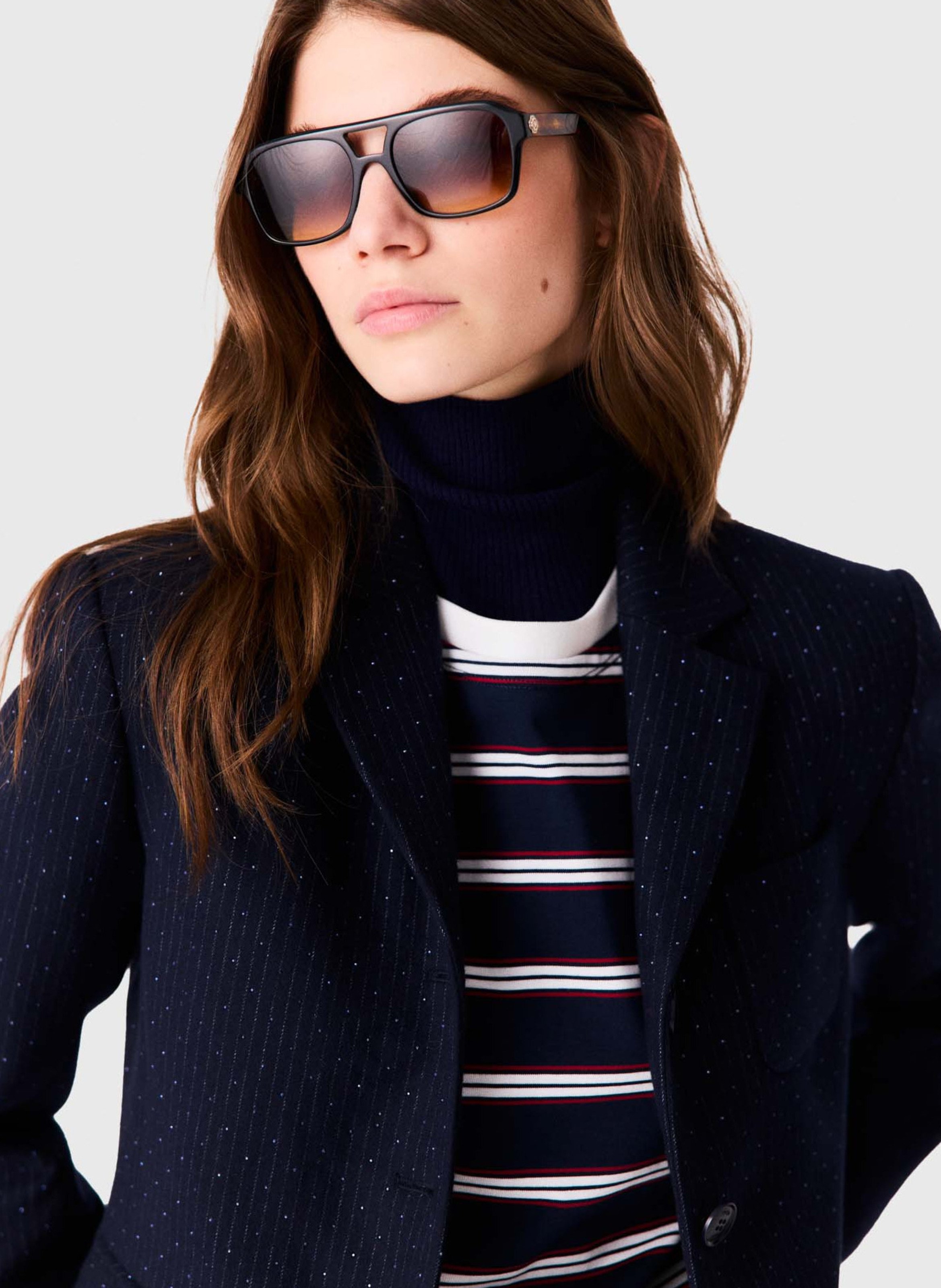 Getailleerde gestreepte jas MAJE Blauw