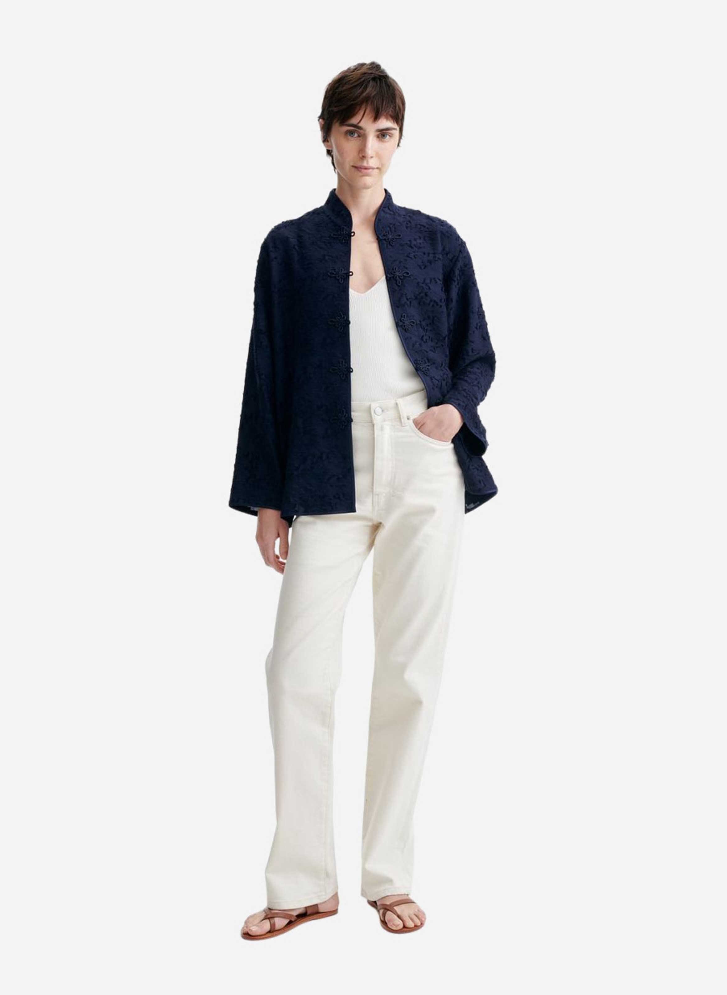 Veste jacquard floral col mandarin VANESSA BRUNO Bleu