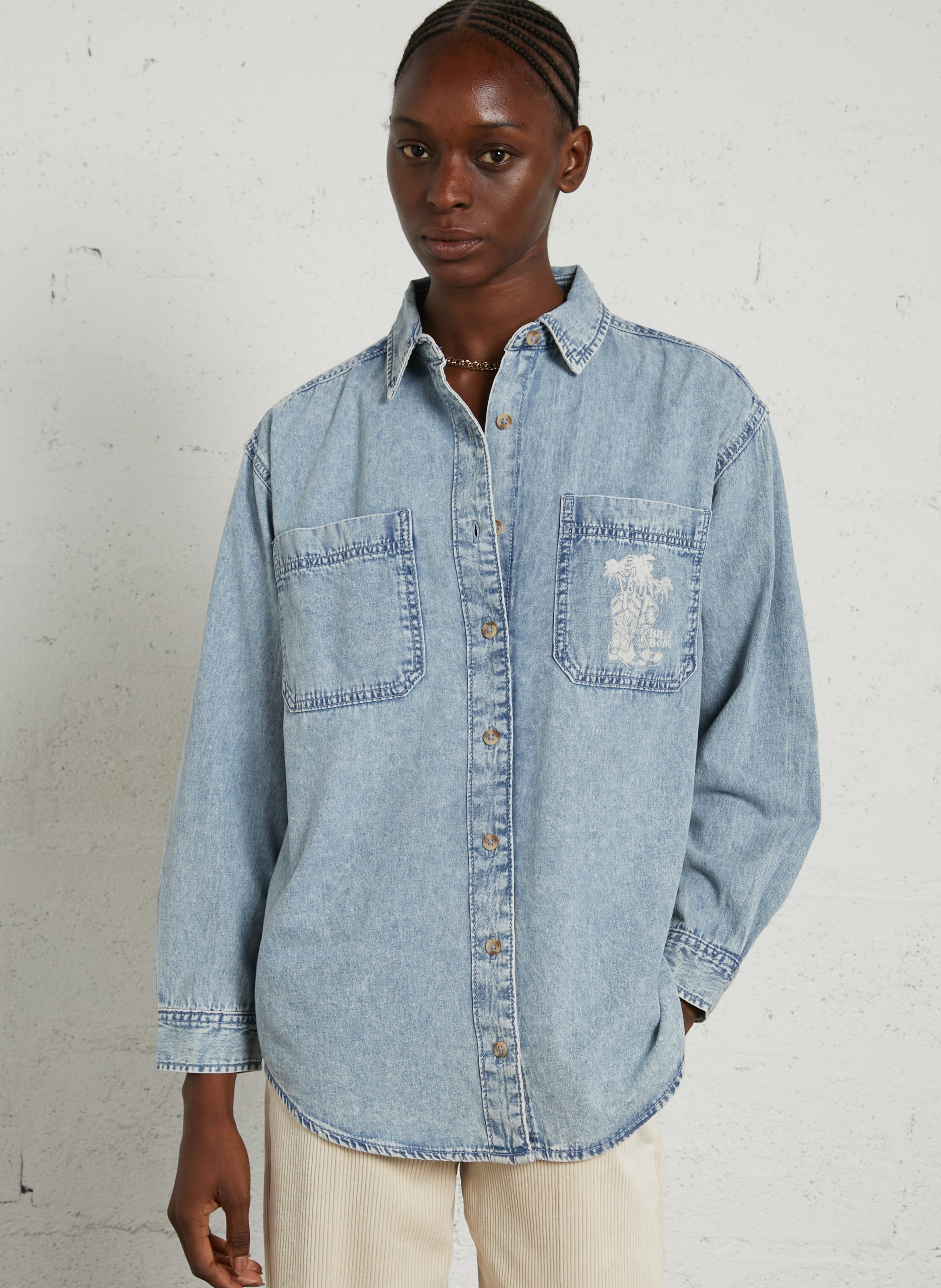Oversized denim cotton shirt BILLABONG Blue