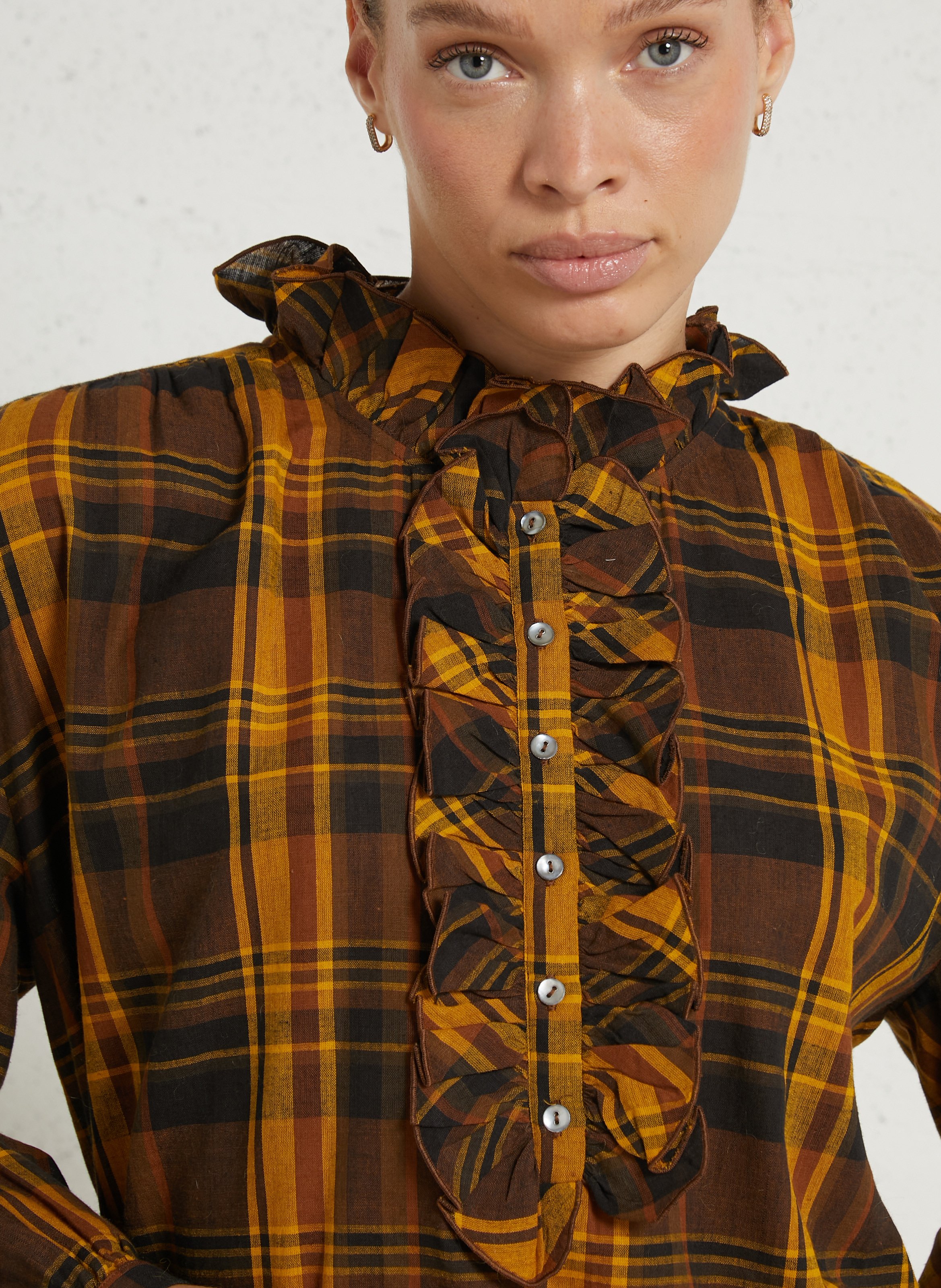 Blouse col montant en coton BELLA JONES Jaune