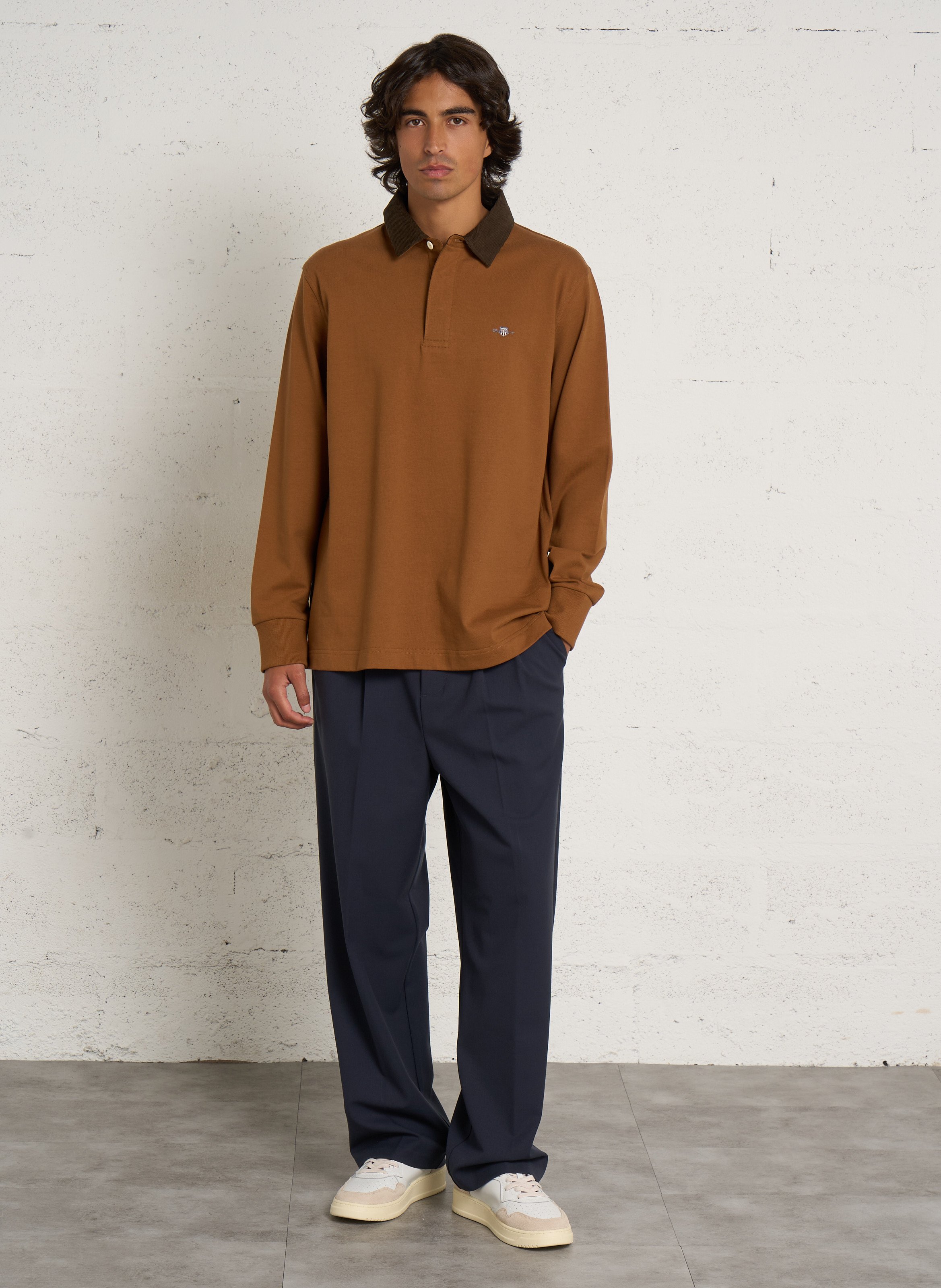 Polo manches longues en coton GANT Marron