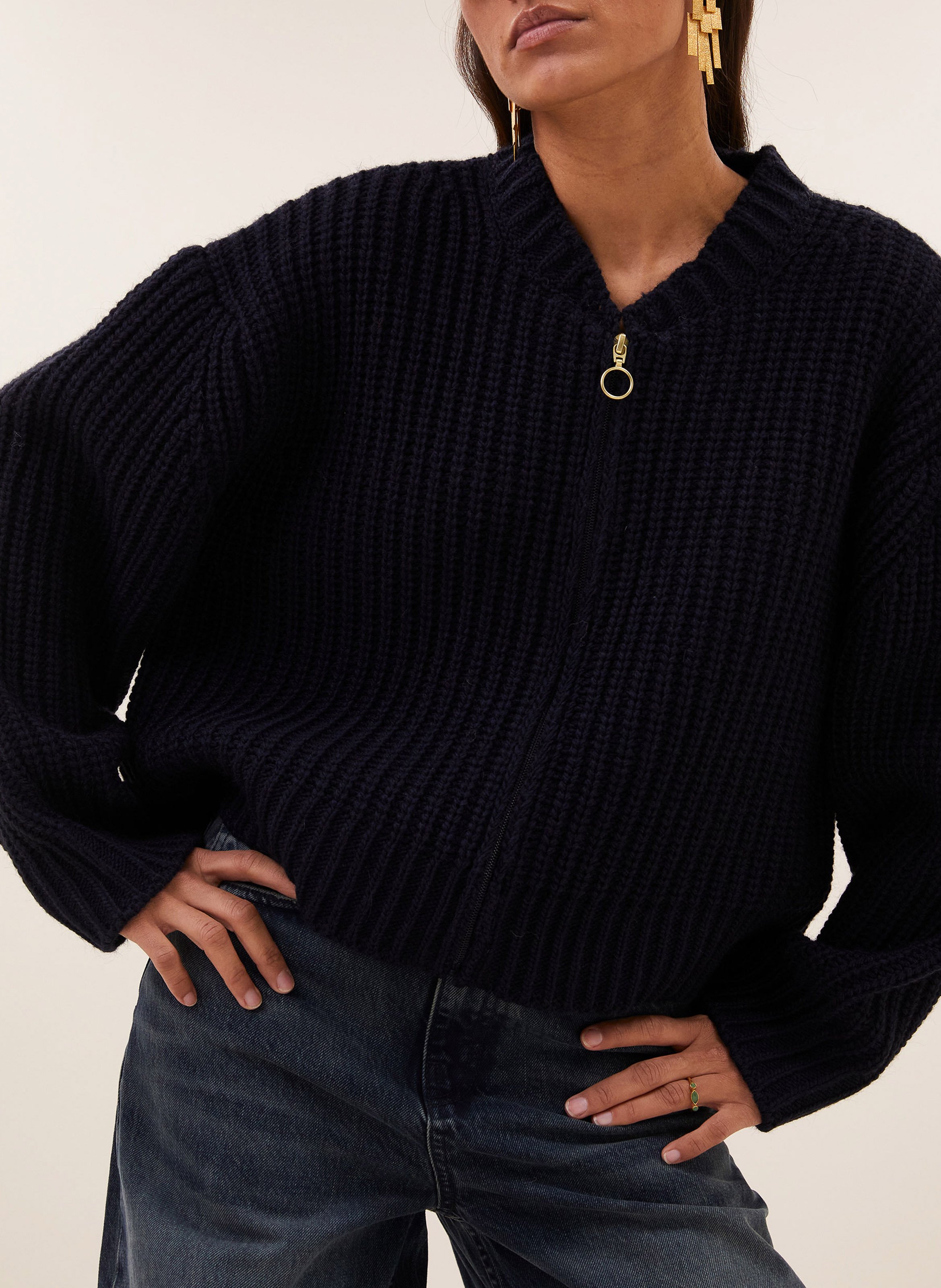 Gilet oversize en maille BY BAR Bleu