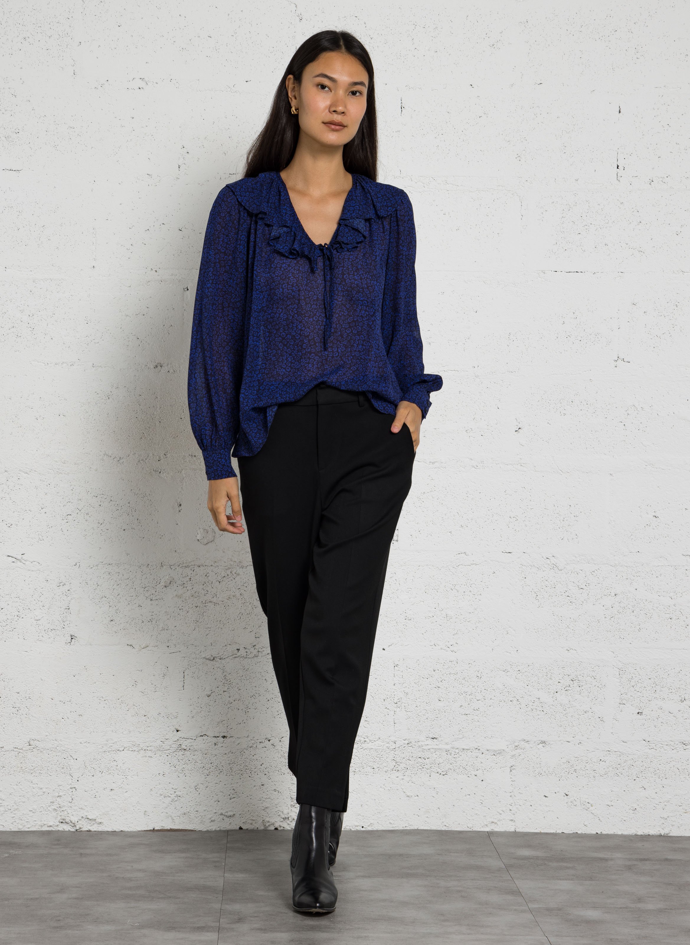 Langarm-Bluse mit Blumendruck SUD EXPRESS Blau
