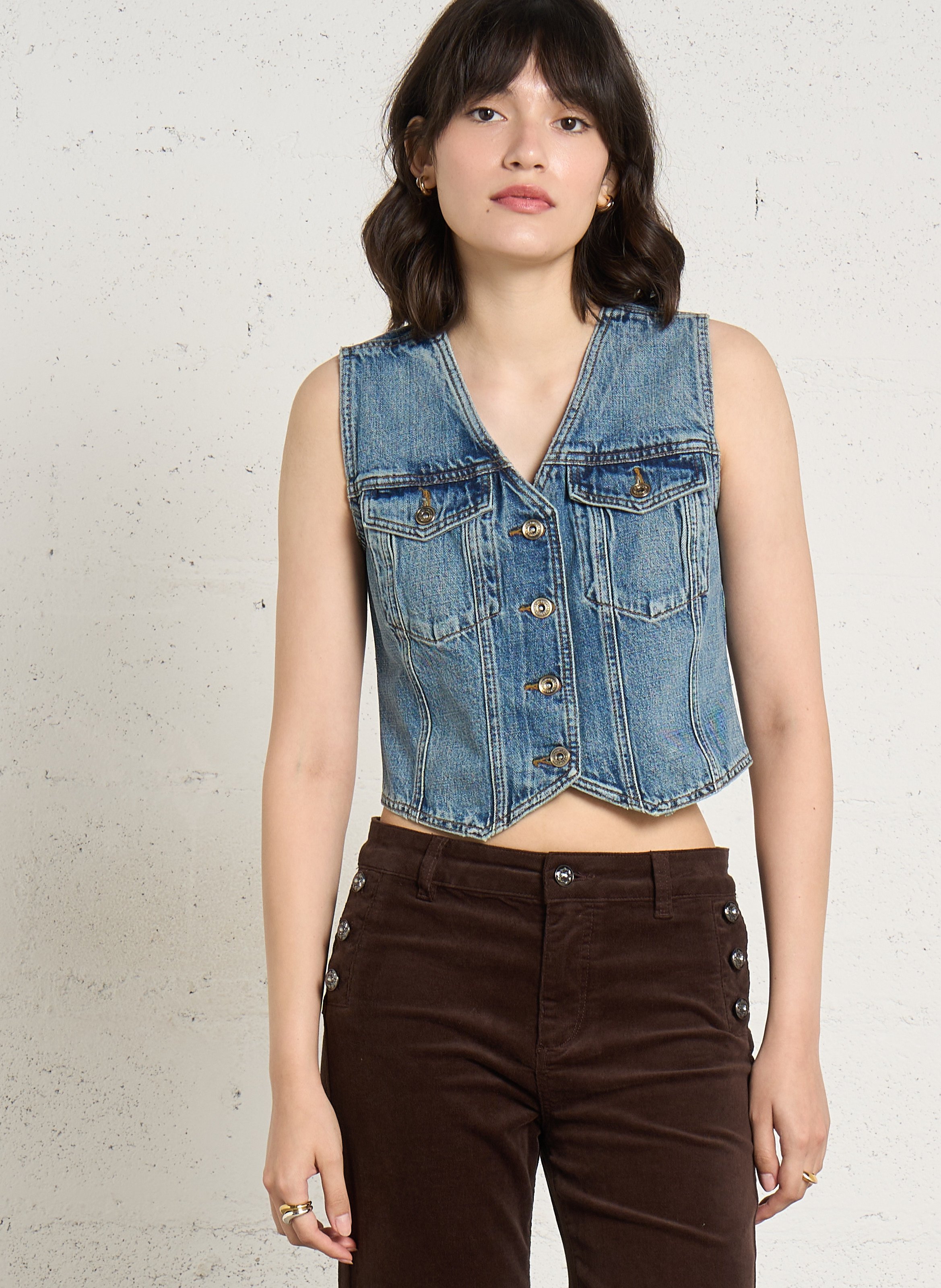 Veste cintrée denim en coton LIU JO Bleu