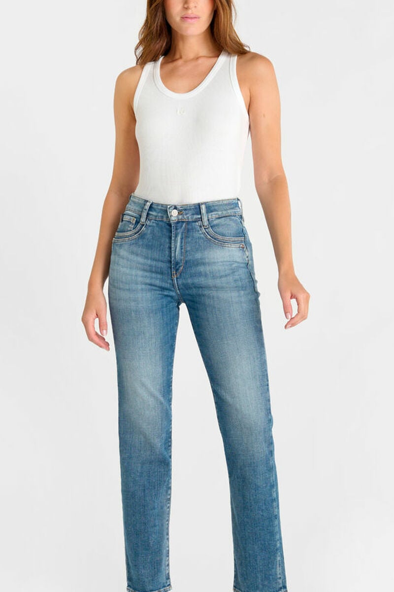 High-waisted straight-leg zip jeans LE TEMPS DES CERISES Blue