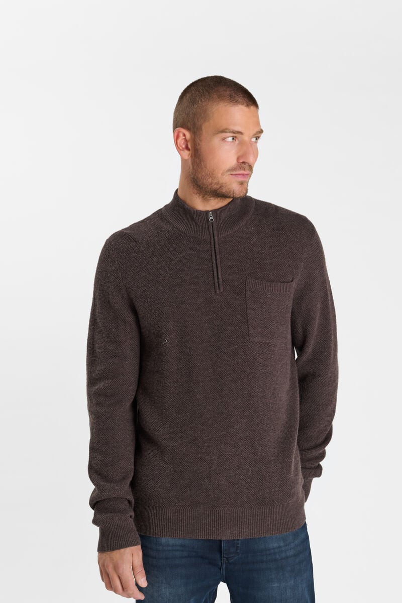 Zip-up high-neck sweater LE TEMPS DES CERISES Brown