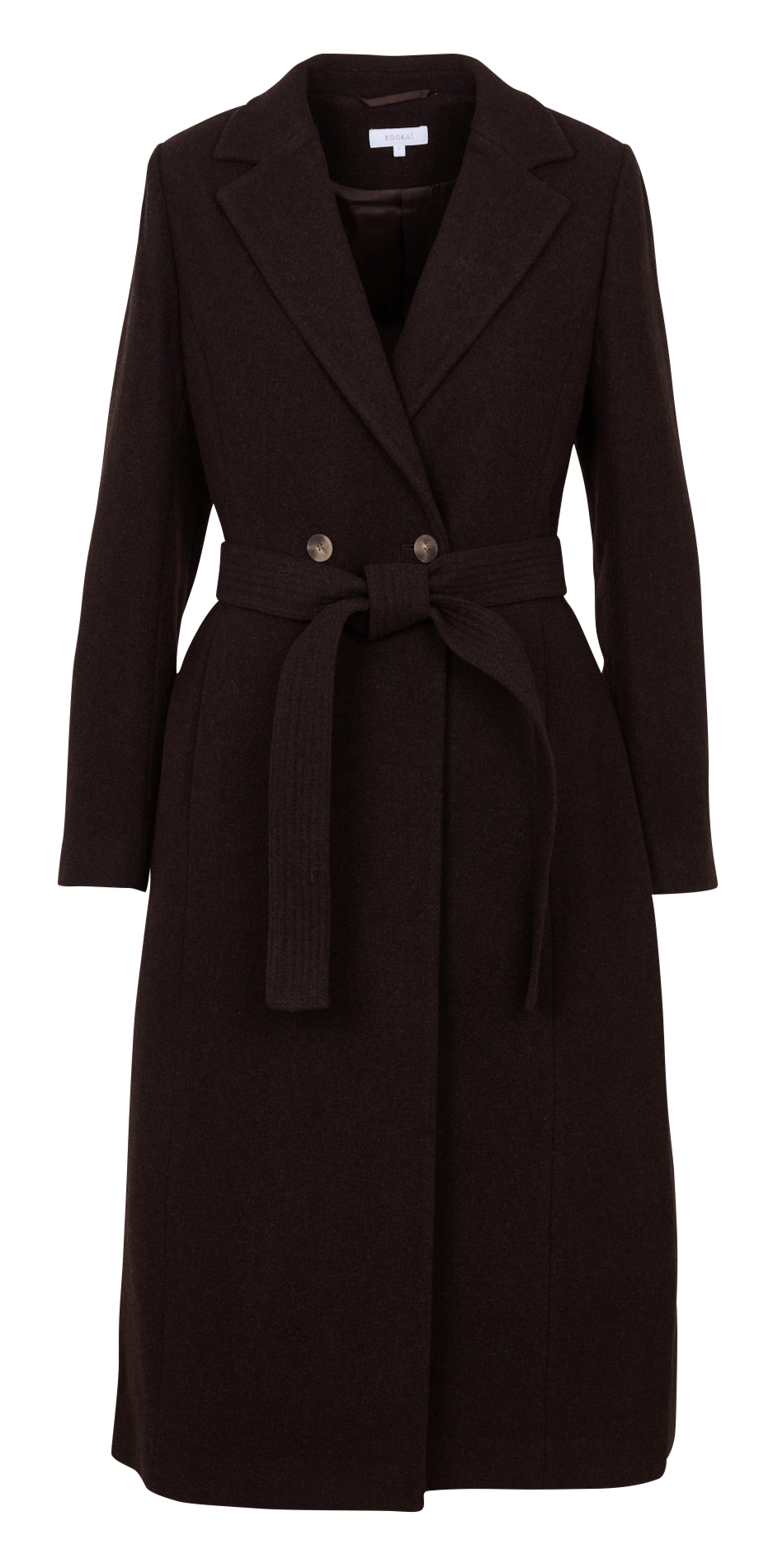 Straight belted coat in a wool blend KOOKAI Brown