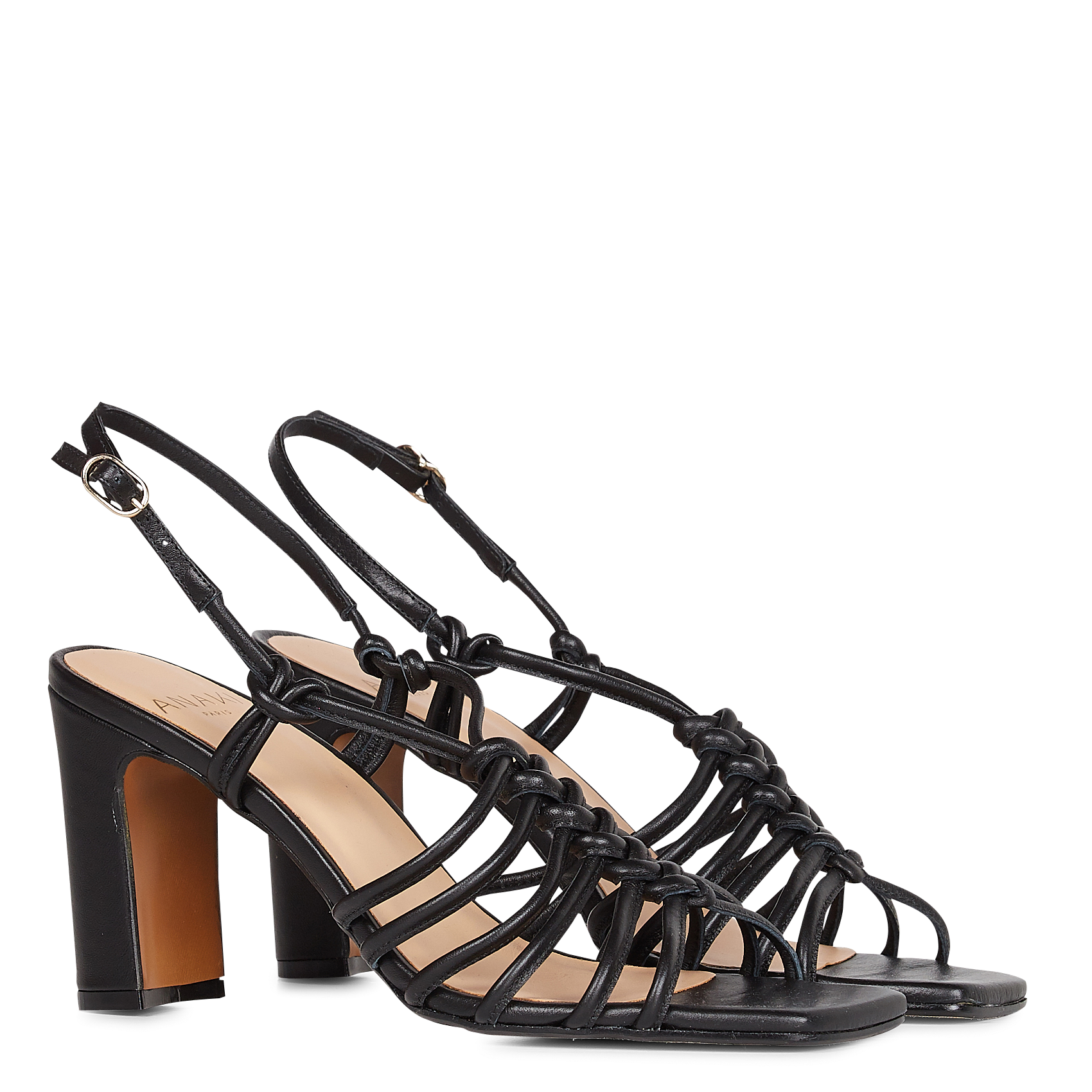 Hoge, leren sandalen ANAKI Zwart