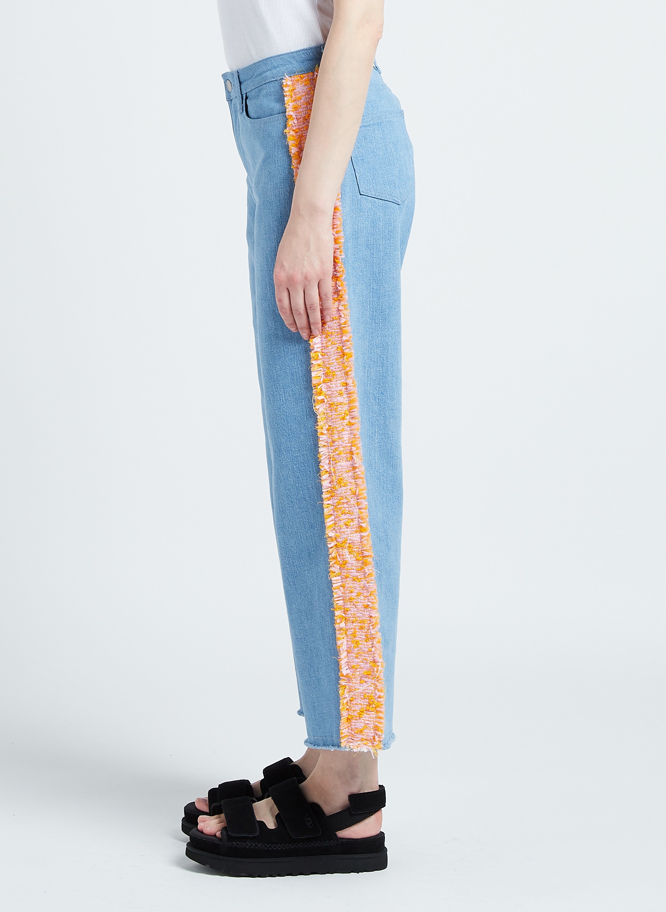 Rechte jeans van bouclé uit stretchkatoen KARL LAGERFELD Blauw