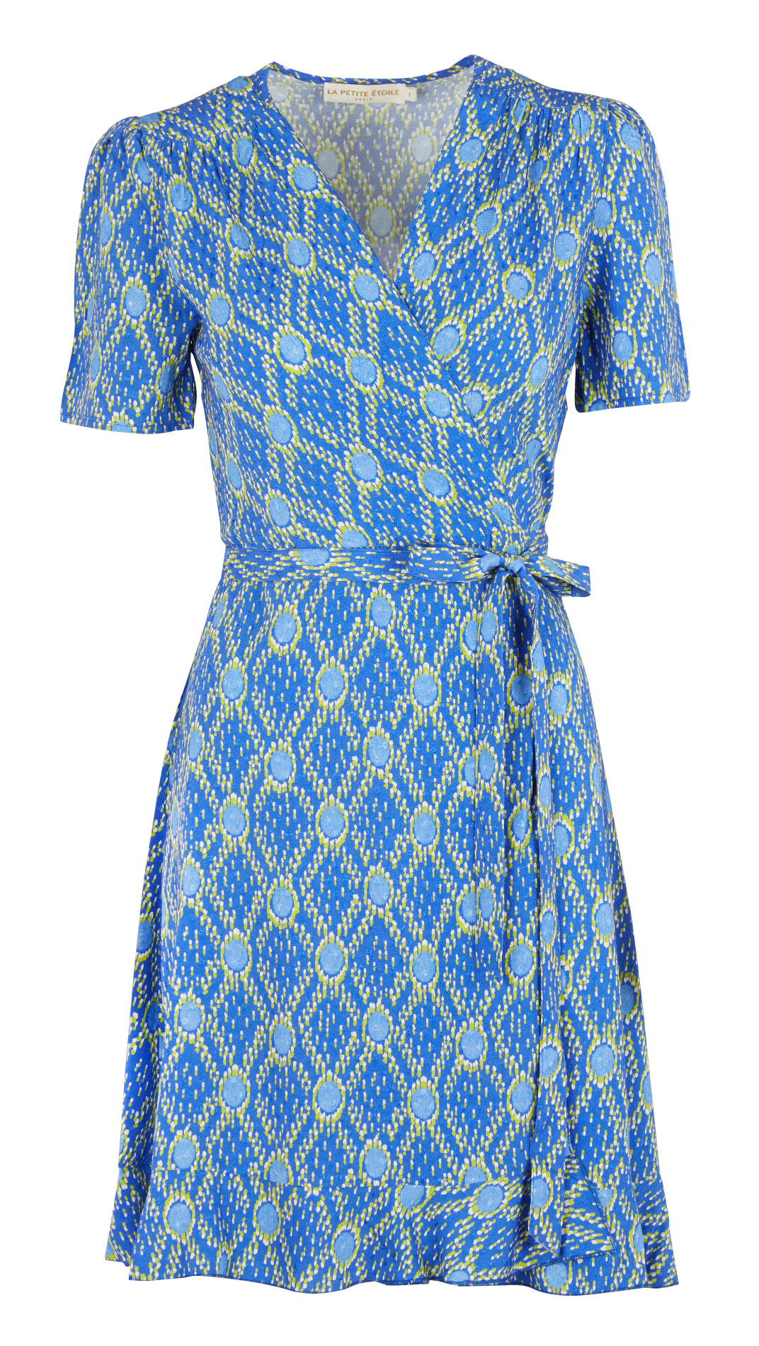 Korte wikkeljurk met print LA PETITE ETOILE Blauw