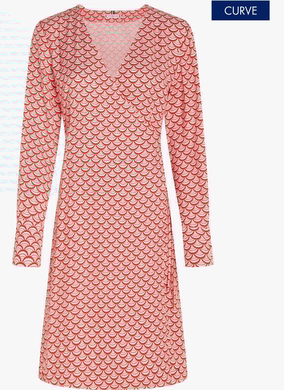 Halflange jurk met overslag en print Varsity seal print daring