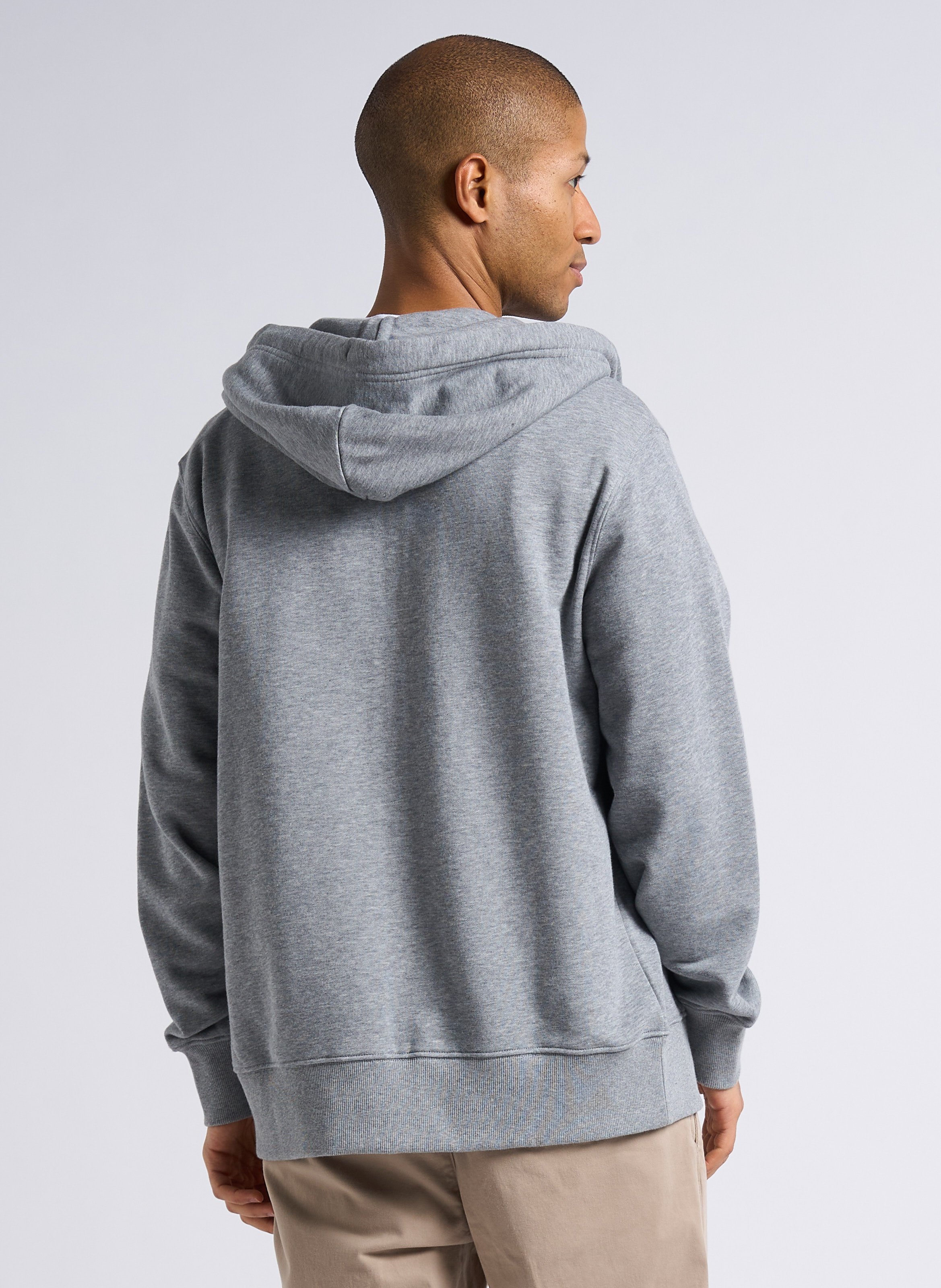 Sweat droit zippé à capuche en coton mélangé GANT Gris