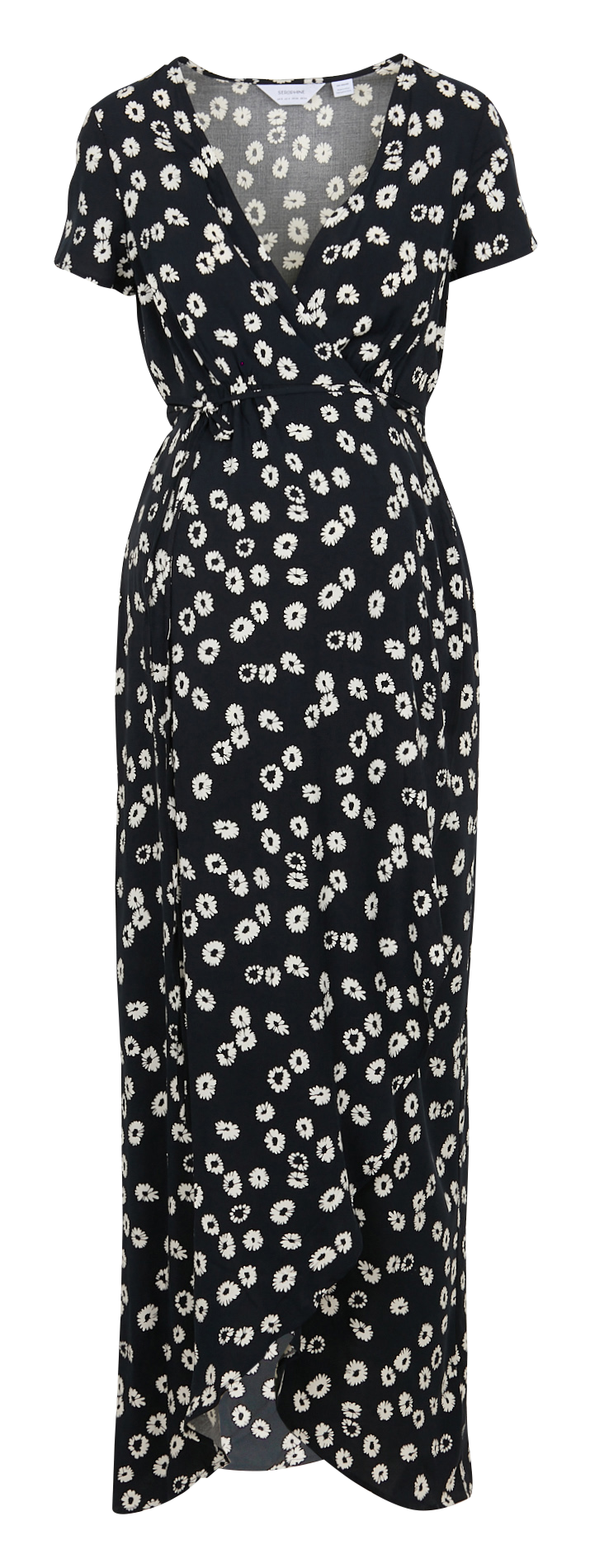 Robe de grossesse droite col cache-coeur imprimée SERAPHINE Noir