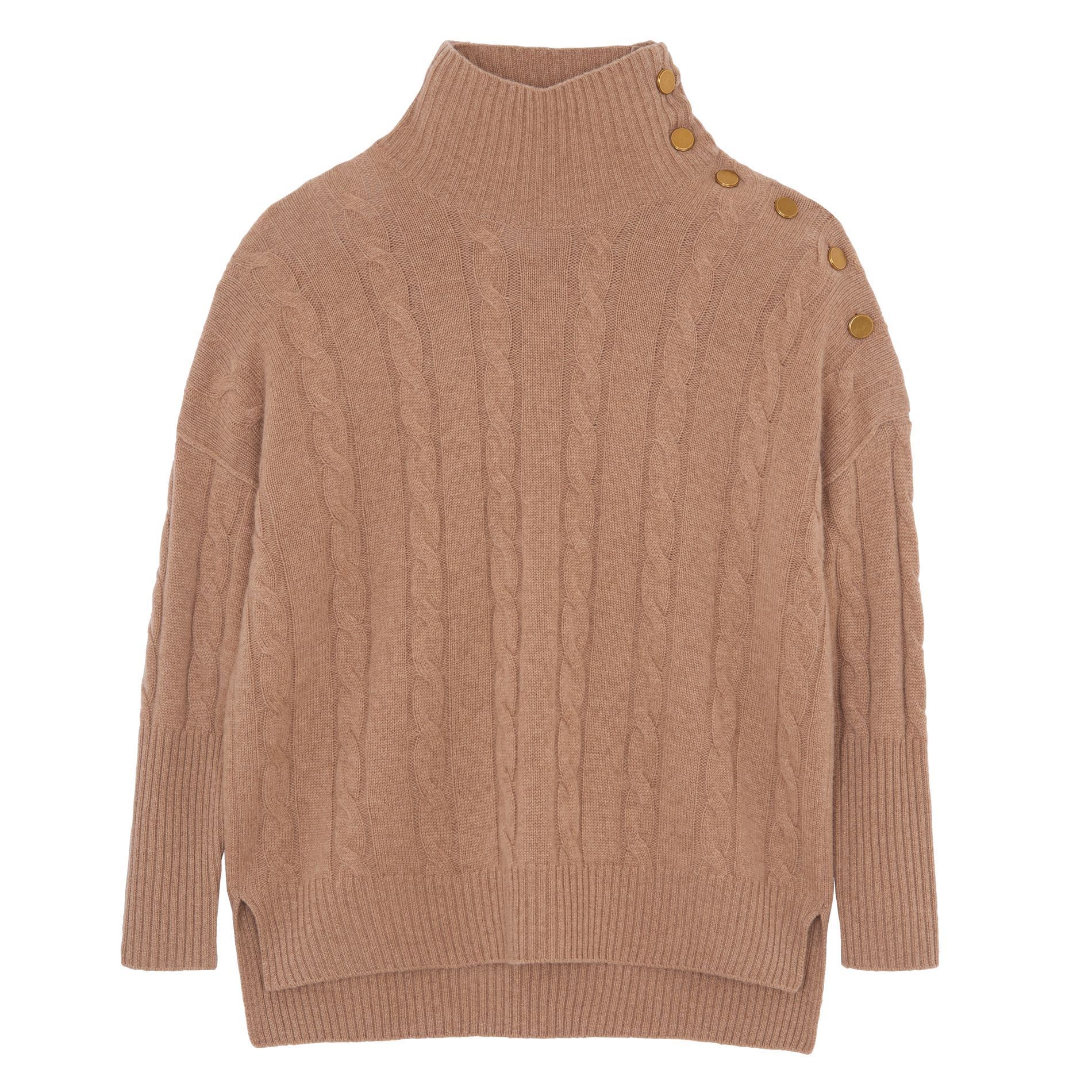 Pull ample col montant en cachemire KUJTEN Marron