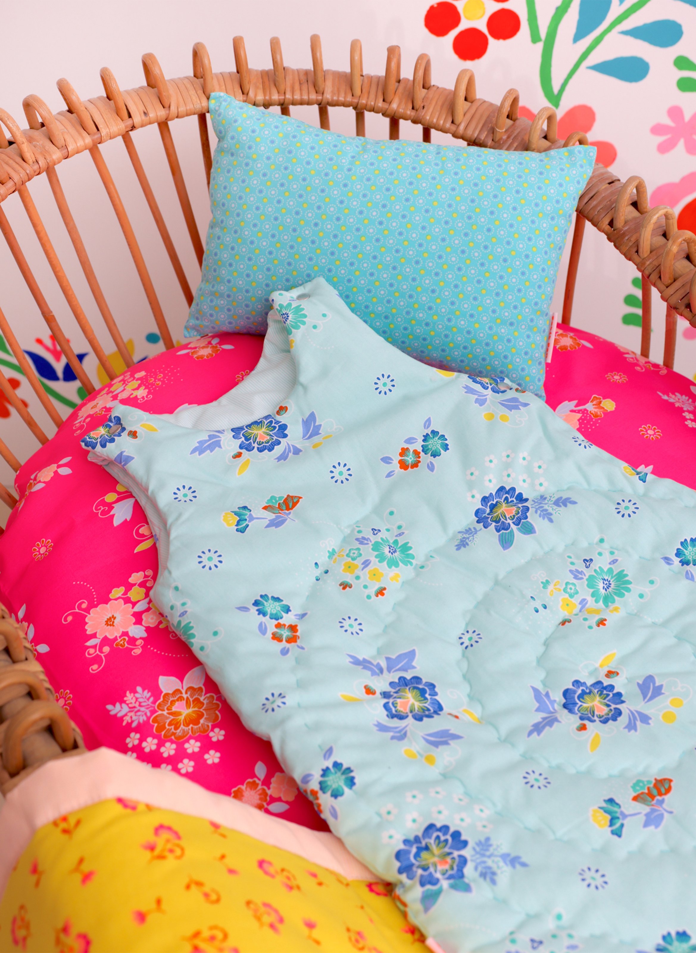 Gigoteuse imprimé fleuri en coton  PETIT PAN Bleu