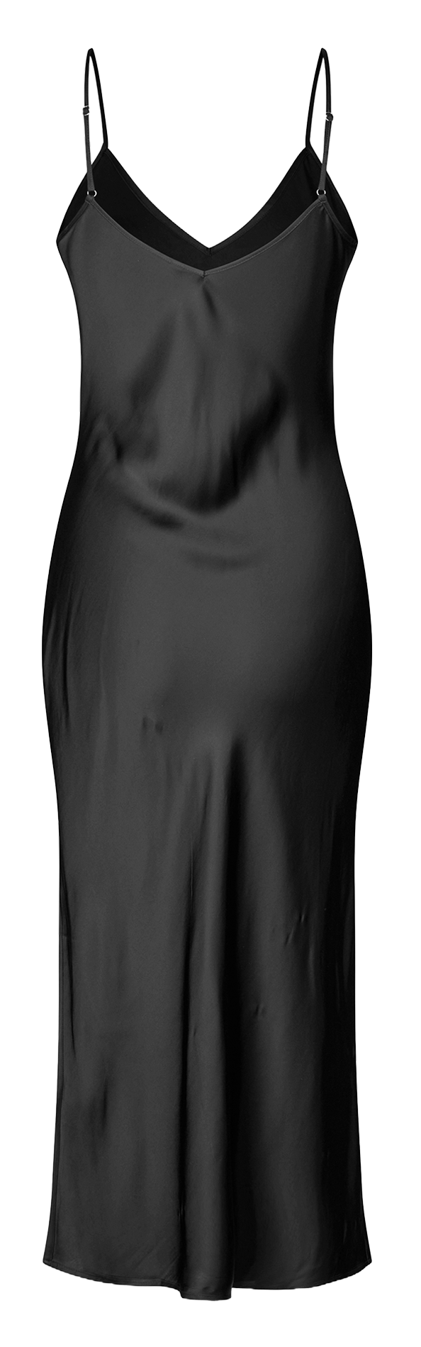 Robe midi col v satinée SAMSOE SAMSOE Noir