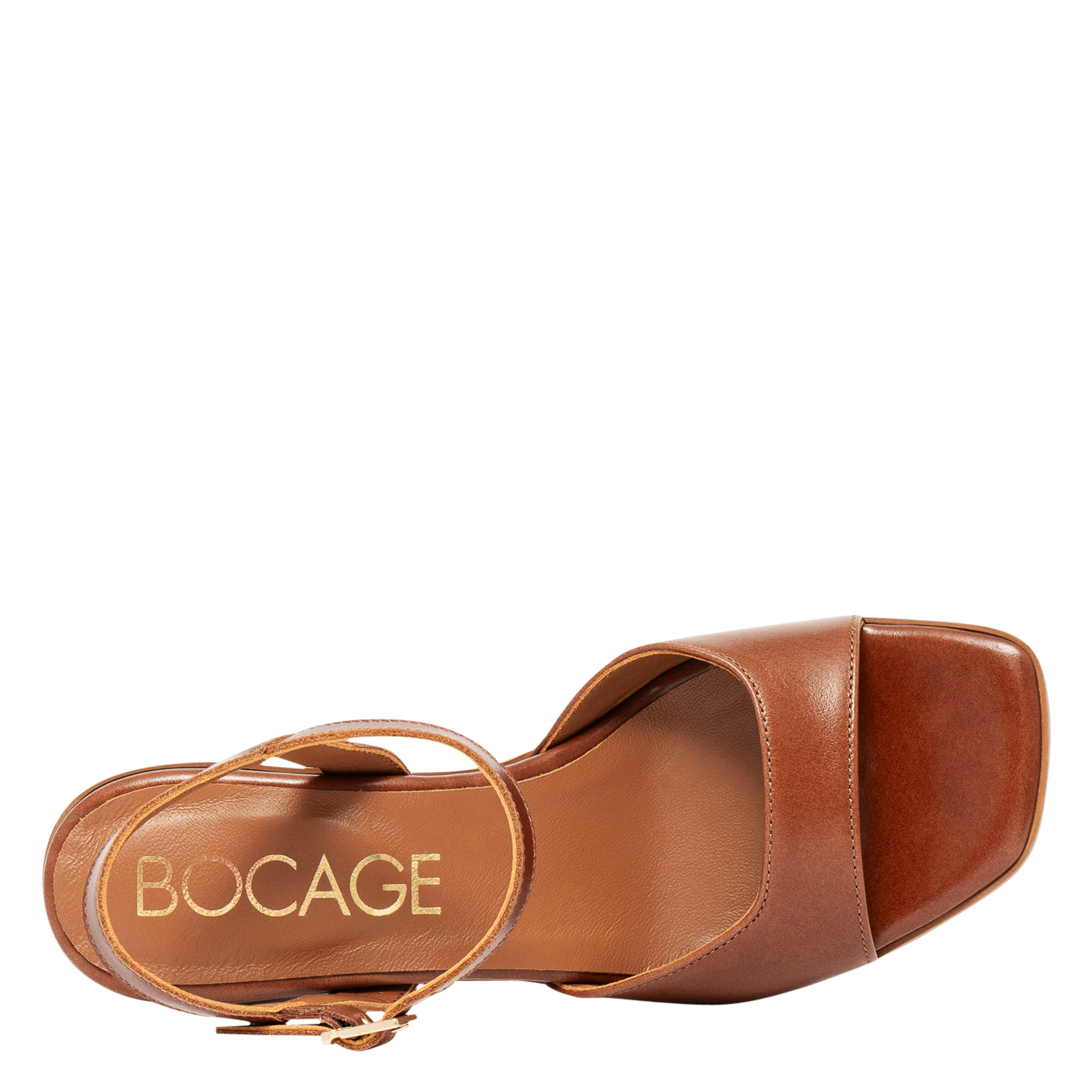 Hoge leren sandalen met gladde afwerking BOCAGE Bruin