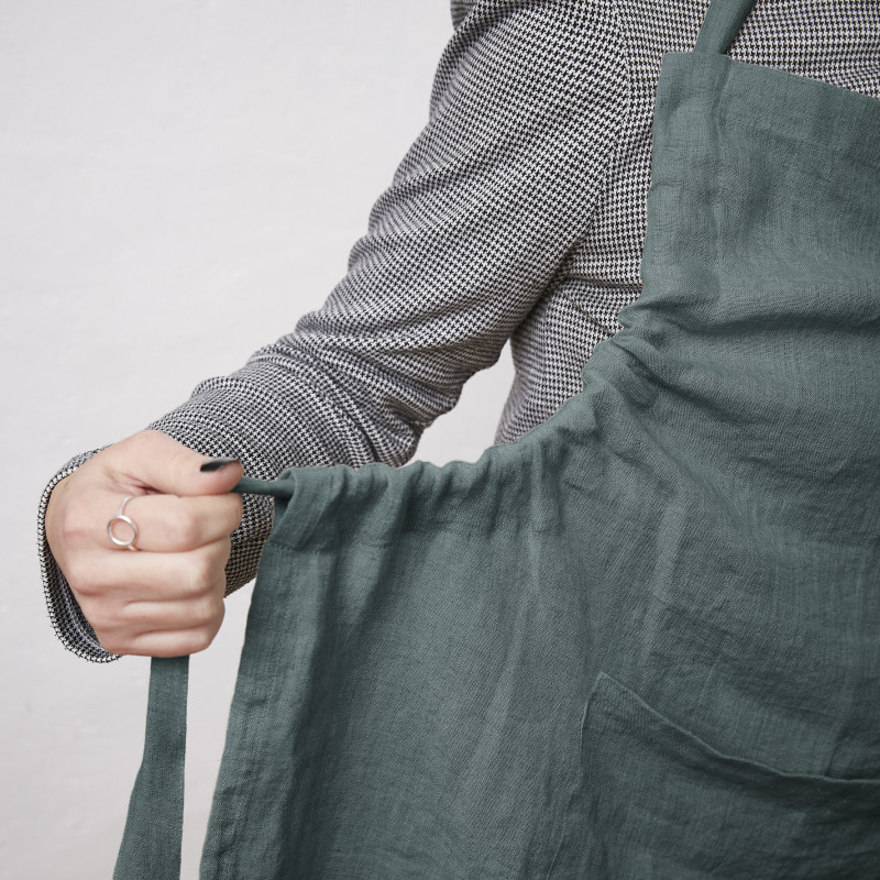 Chef apron in cotton gauze L'EFFET PAPILLON Grey