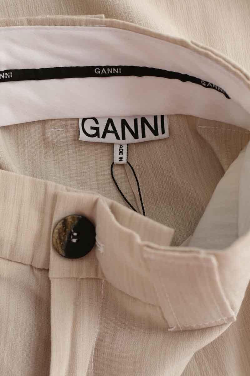 Ecru straight pants GANNI - Seconde Main Beige