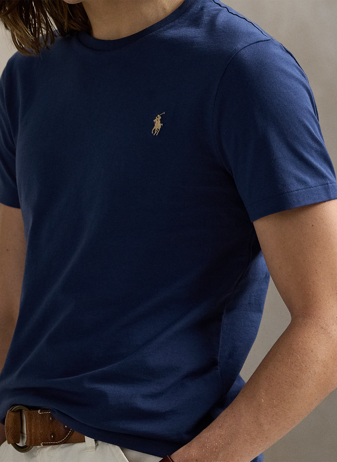 Tee-shirt col rond slim-fit en coton POLO RALPH LAUREN Bleu