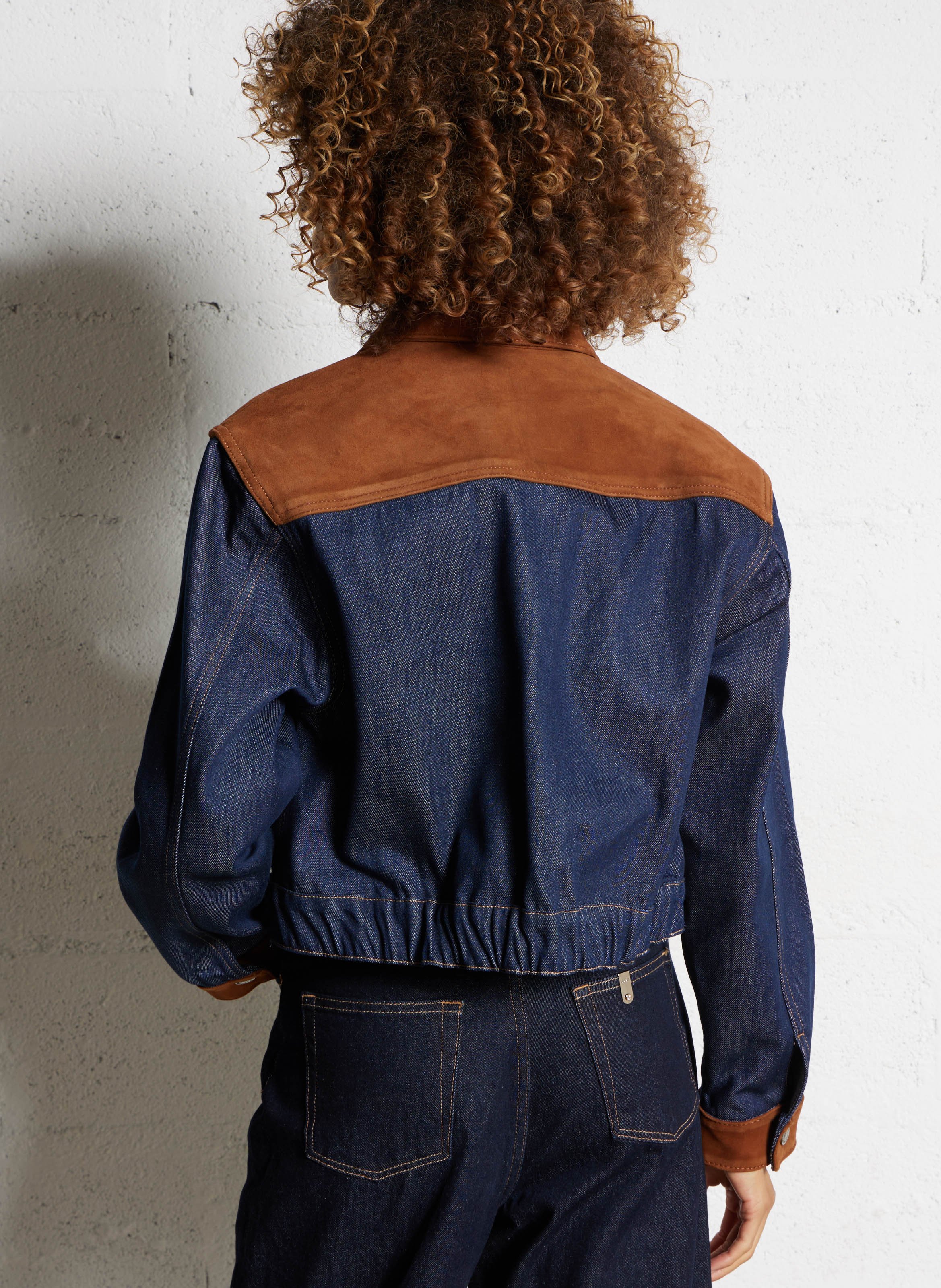 Veste courte en denim avec empiècements suède LIU JO Bleu