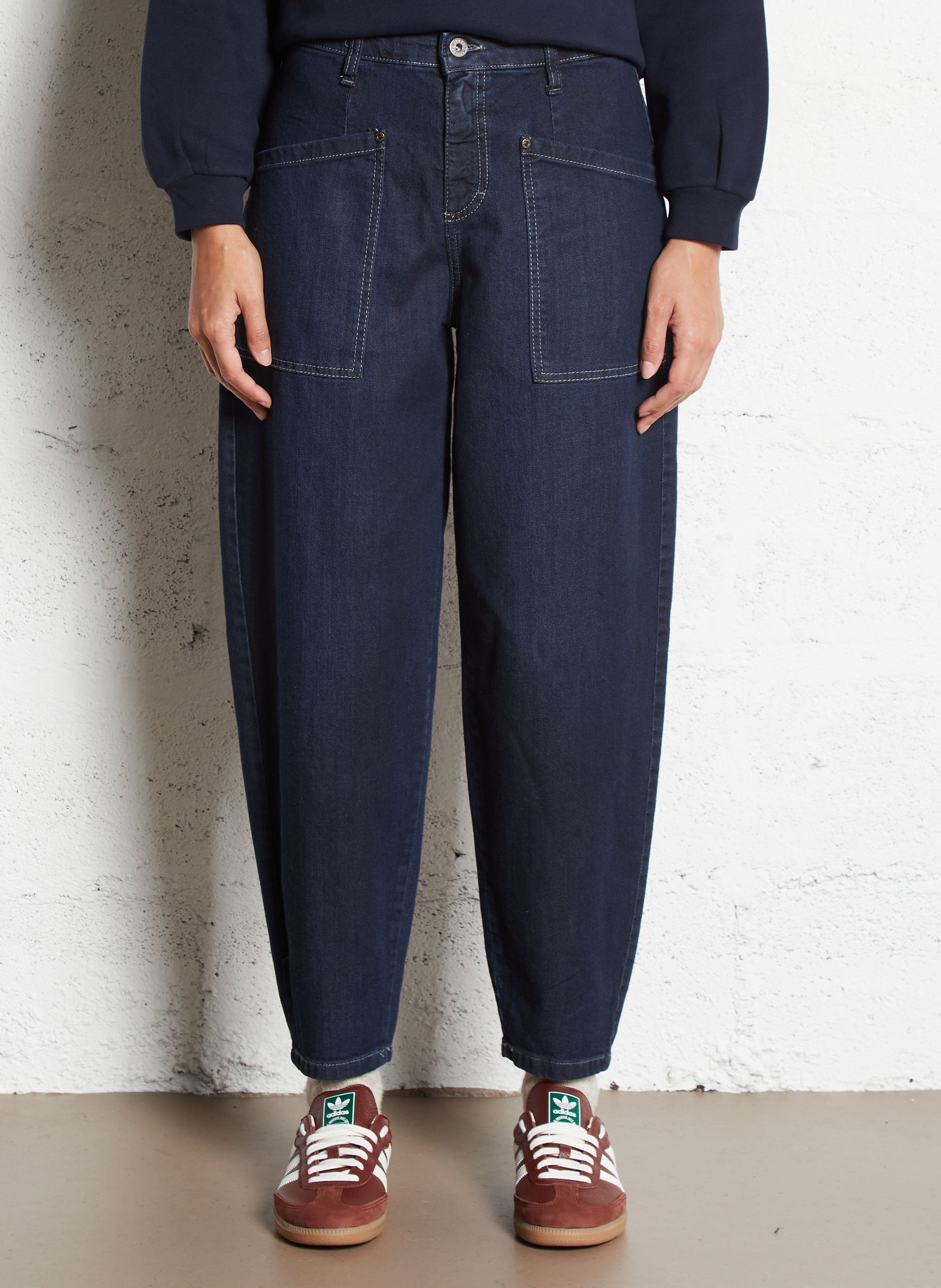 Jean ballon en coton mélangé PLEASE Bleu