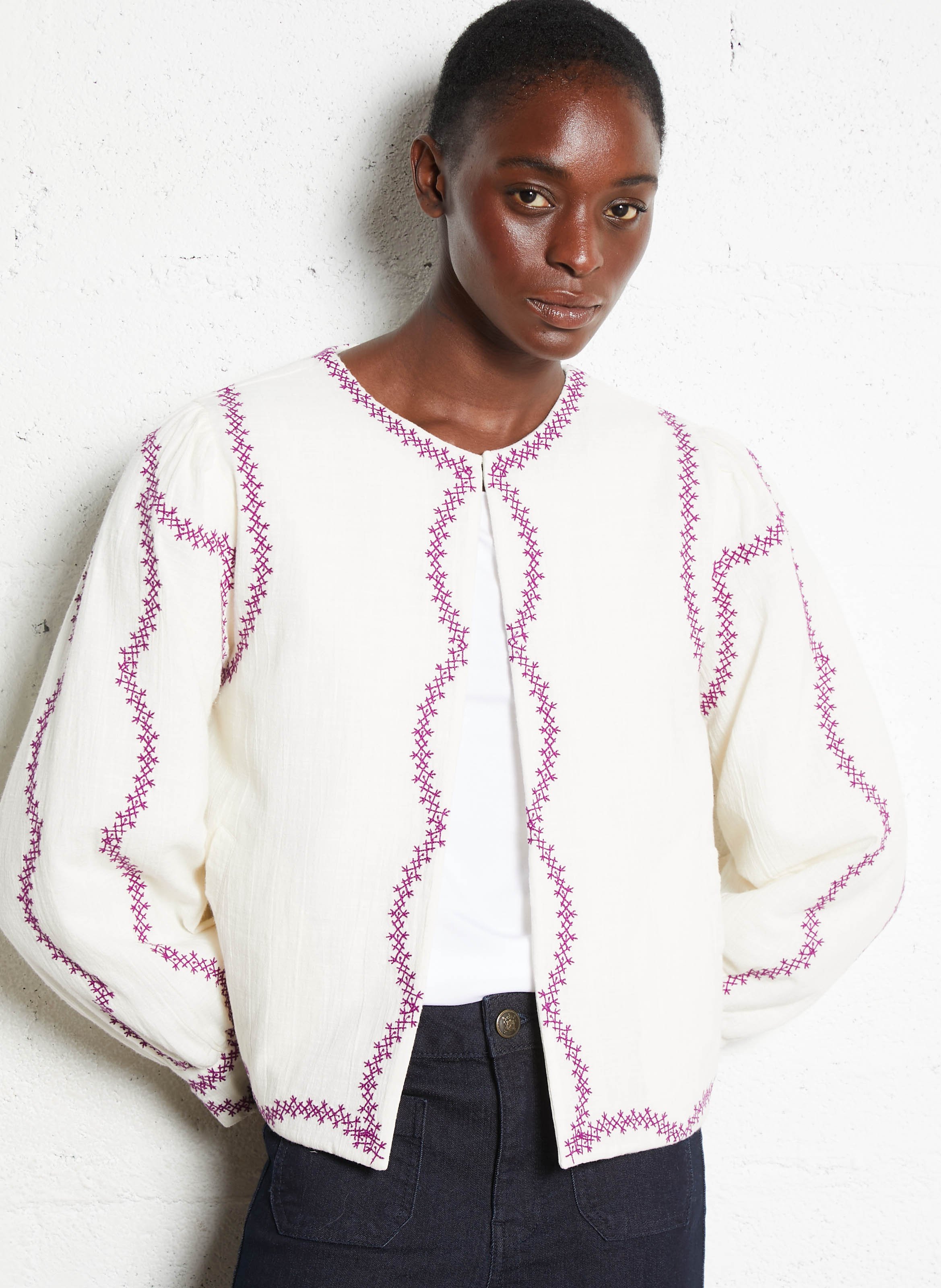 Veste droite en coton MAISON 123 Beige