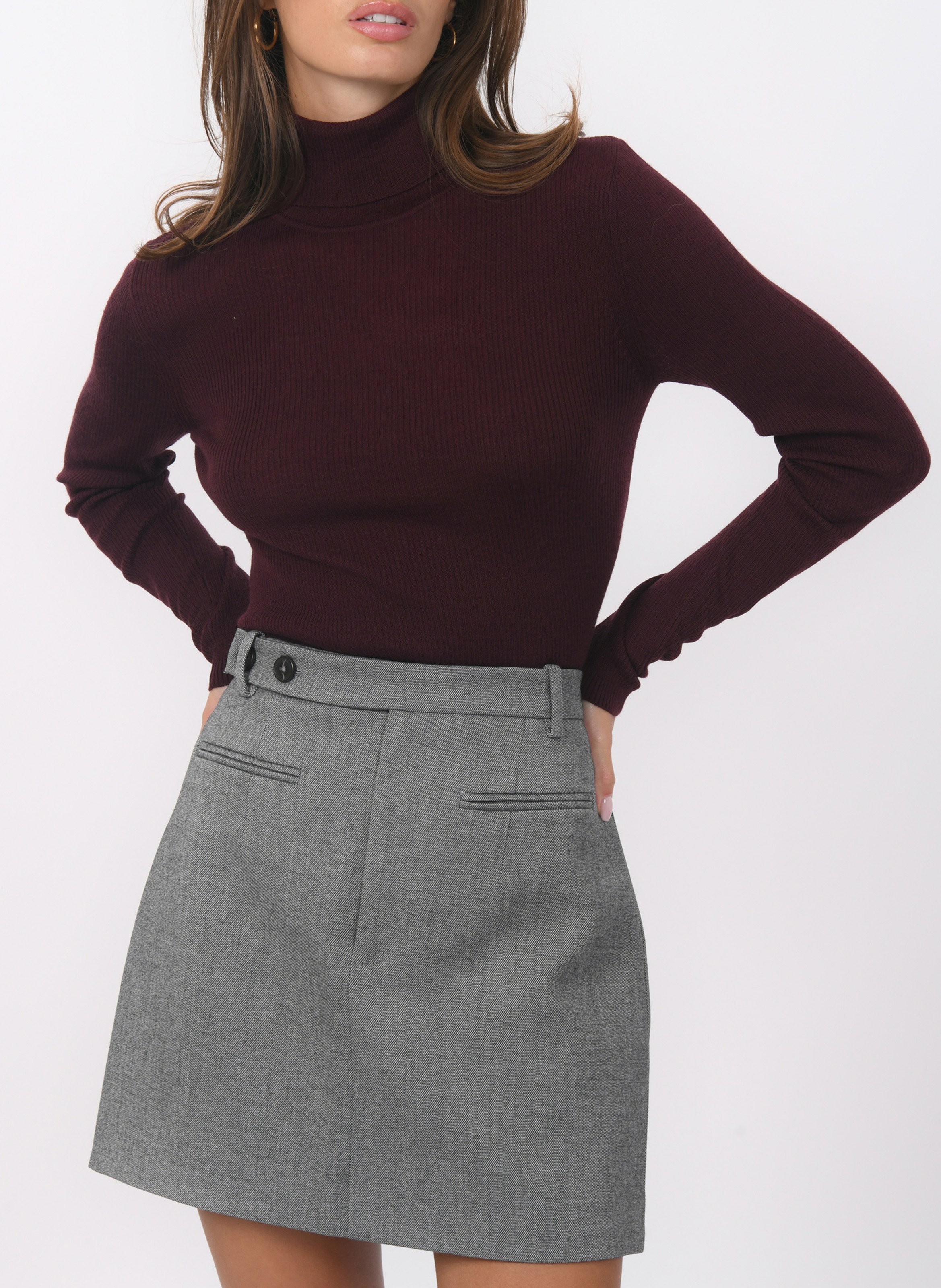 Mini jupe ajustée à tissu chiné KOOKAI Gris