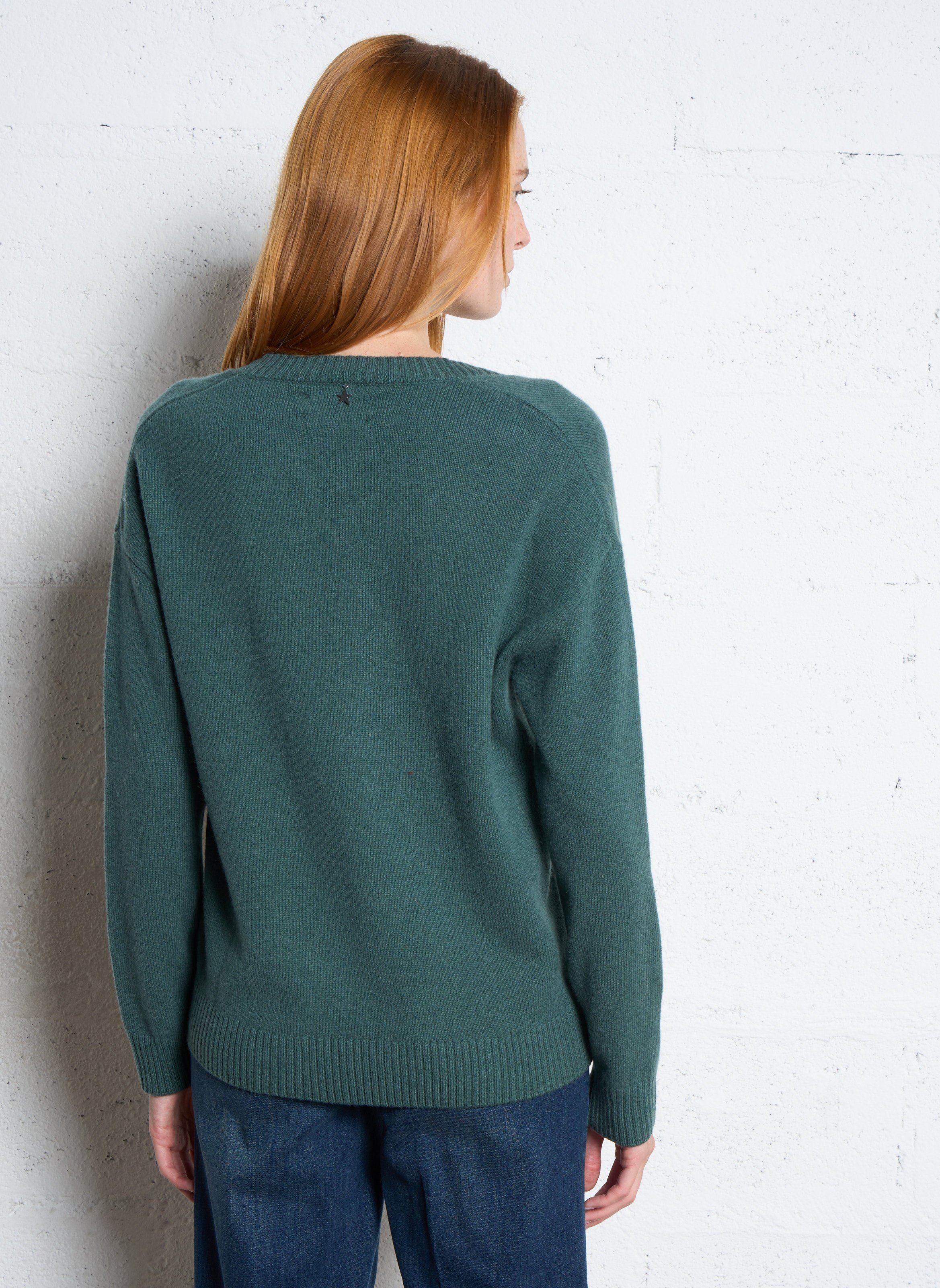 Pull oversize col V en laine SUD EXPRESS Gris