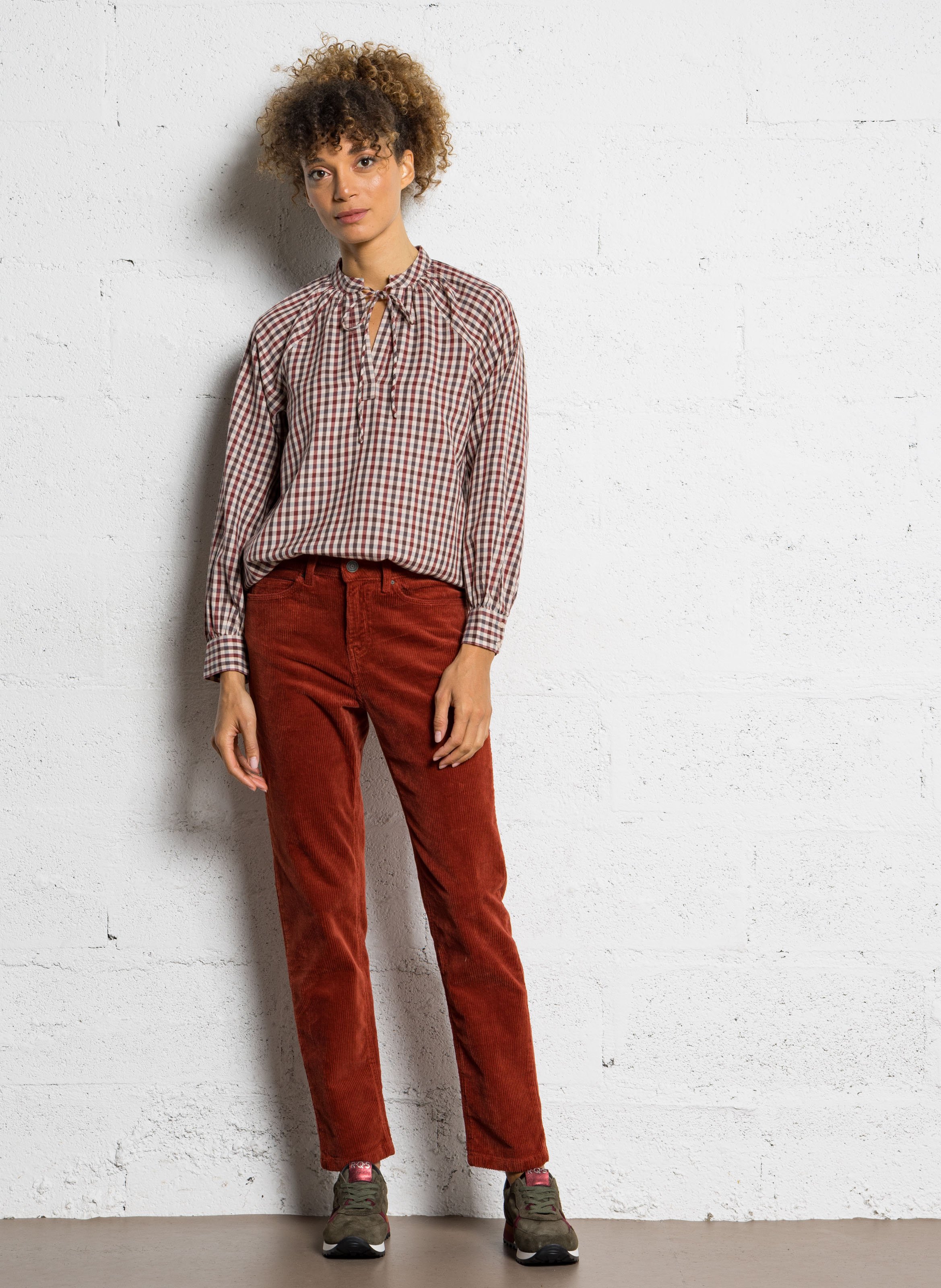 Pantalon droit velours côtelé en coton stretch  SUD EXPRESS Marron